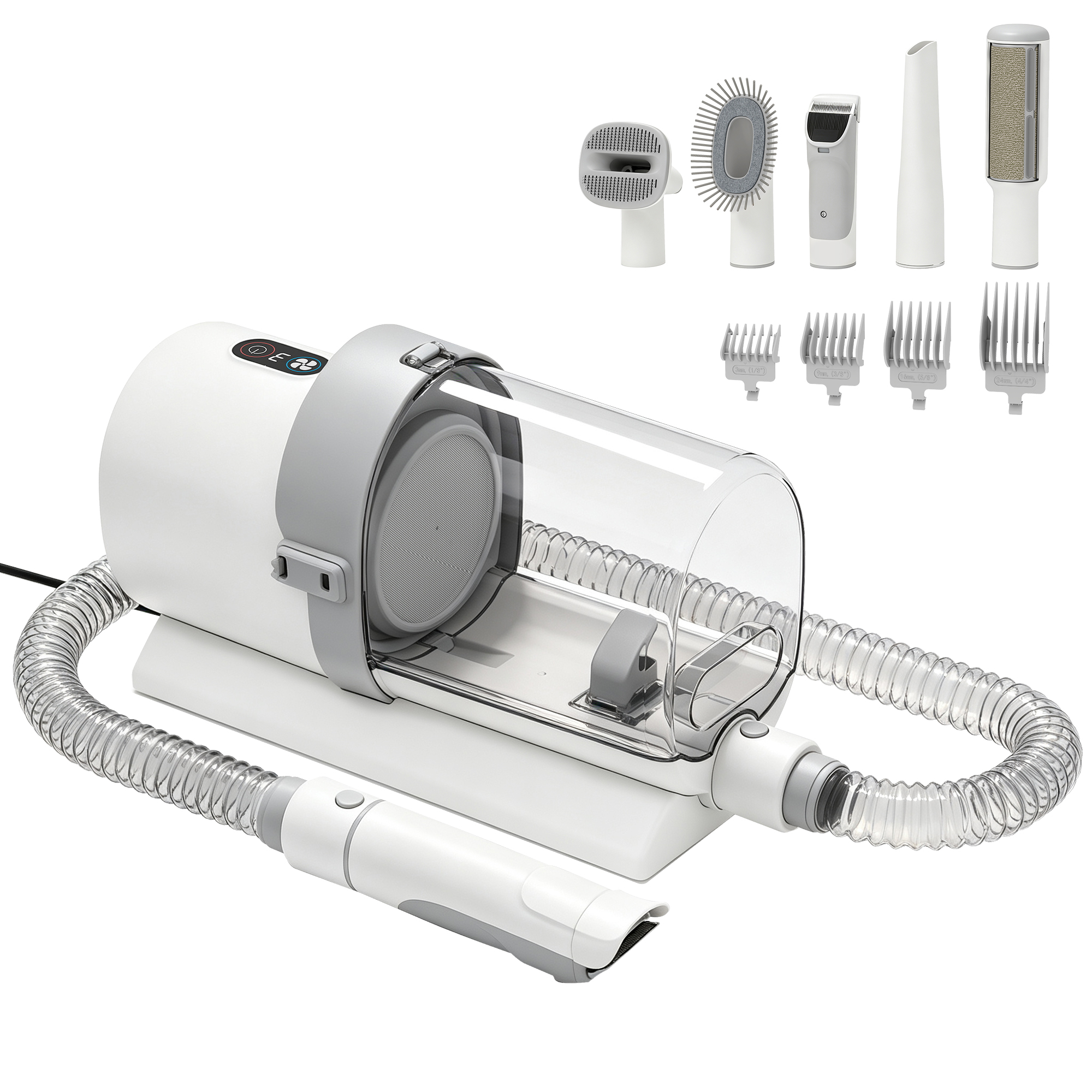 PawHut Dog Grooming Kit with 10Kpa Vacuum, 2.5L Dog Vacuum Groomer & Clipper, 5 in 1 Pet Grooming Kit, Low Noise 65dB