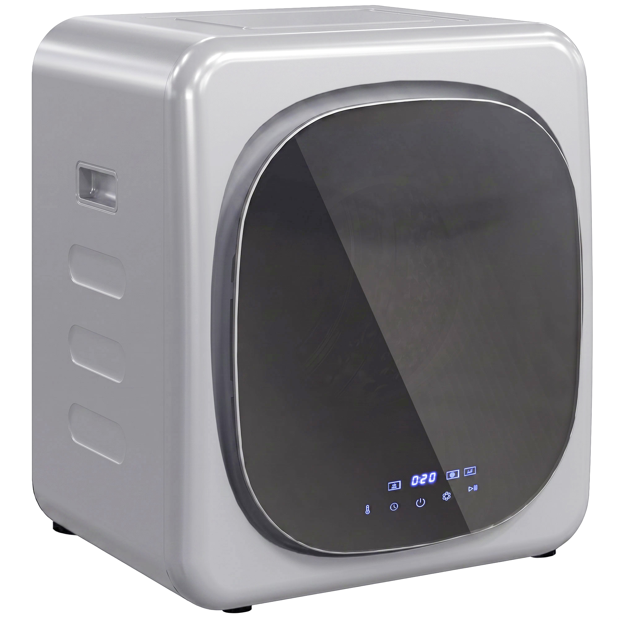 HOMCOM 2.5kg Vented Tumble Dryer with Smart Mode, 800W Compact Tumble Dryer with Stainless Steel Tub, Silver Tone