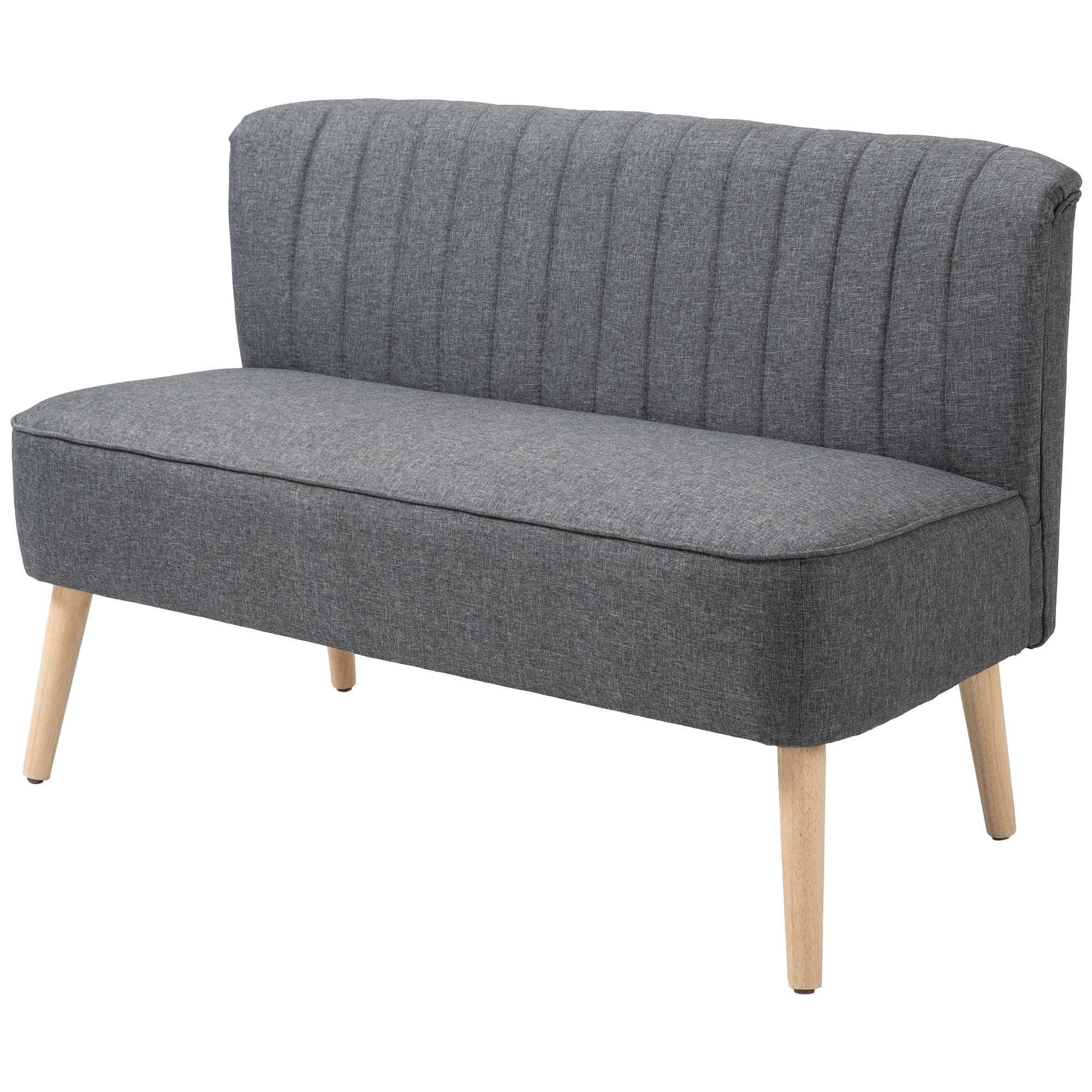 HOMCOM 2 Seater Sofa for Living Room, Modern Linen-Look Fabric Couch, Armless Loveseat Sofa Settee for Bedroom, Dark Grey HOMCOM 2 Seater Sofa for Living Room, Modern Linen-Look Fabric Couch, Armless Loveseat Sofa Settee for Bedroom, Dark Grey