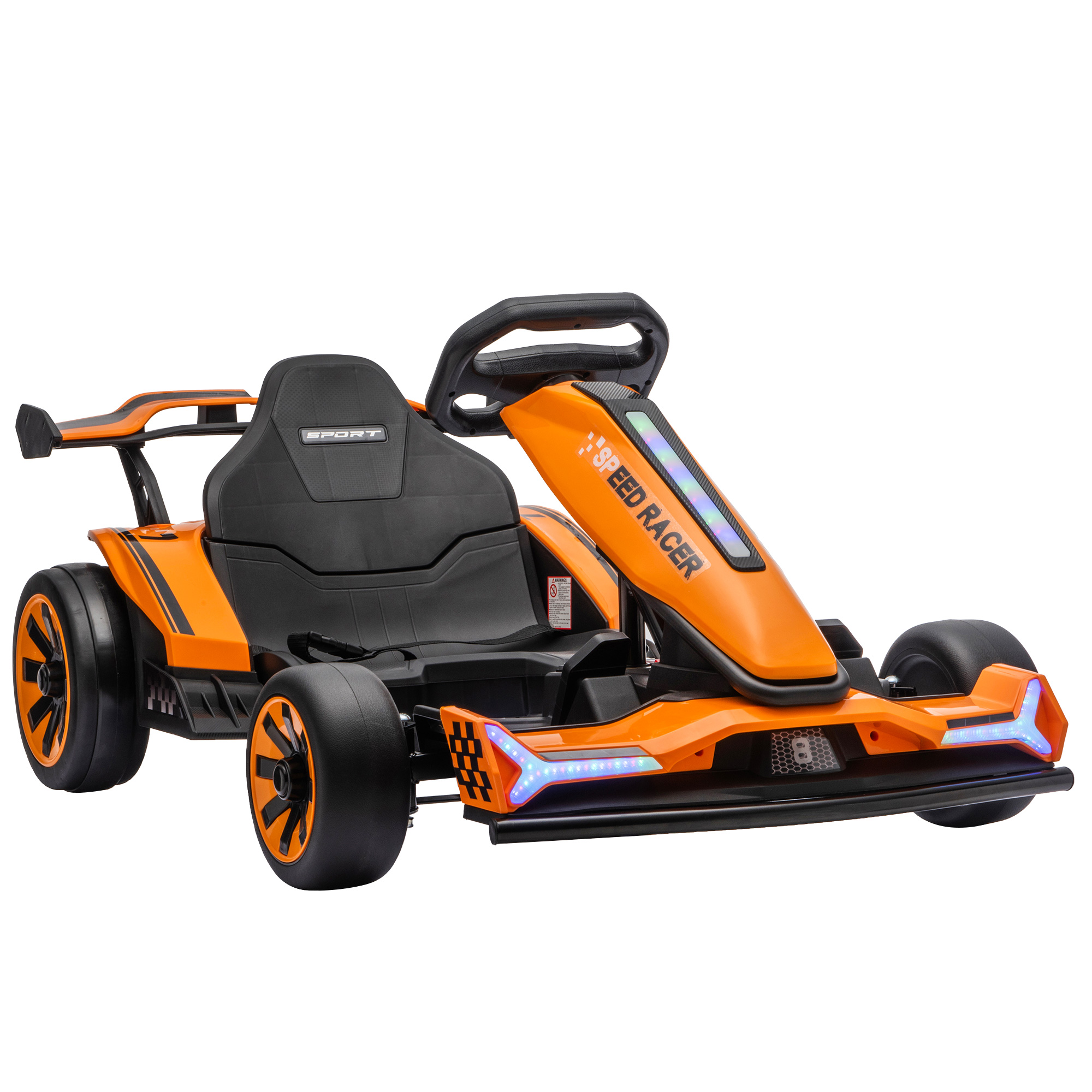 AIYAPLAY 24V Electric Go Kart for Kids 6-12 Years with Drift Mode, Adjustable Seat, 3 Speed, Slow Start, Orange