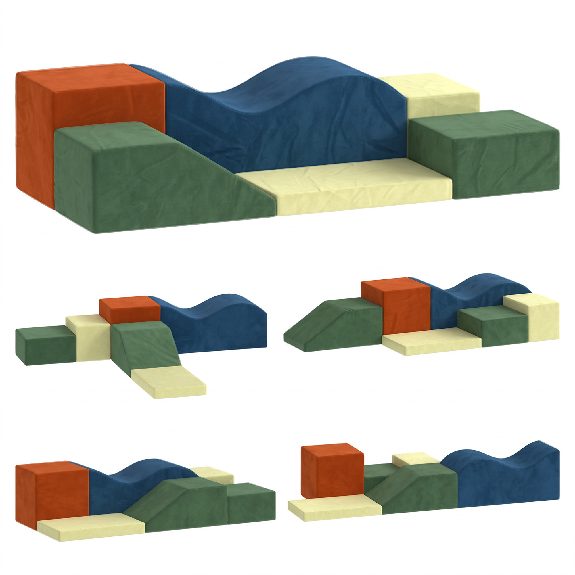 AIYAPLAY Kids Soft Play Set, 6PCS Foam Climbing Blocks with Non-Slip Base, Indoor Soft Playground for Climbing and Crawling