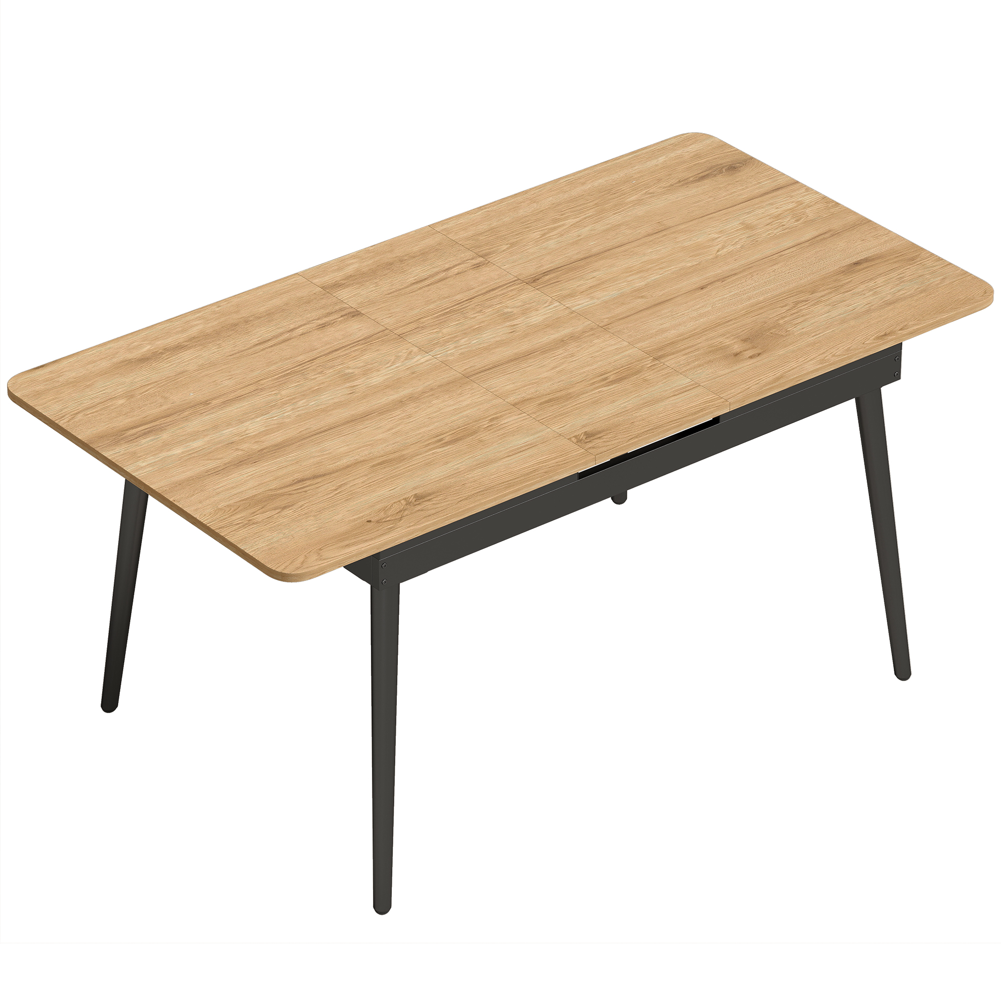 HOMCOM Esstisch Ausziehbar 130-160 x 85 cm Esszimmertisch für 4–6 Personen Rechteckiger Küchentisch mit Industrie-Design, Abgerundete Kanten für Küche Esszimmer Home-Office Eiche Aosom