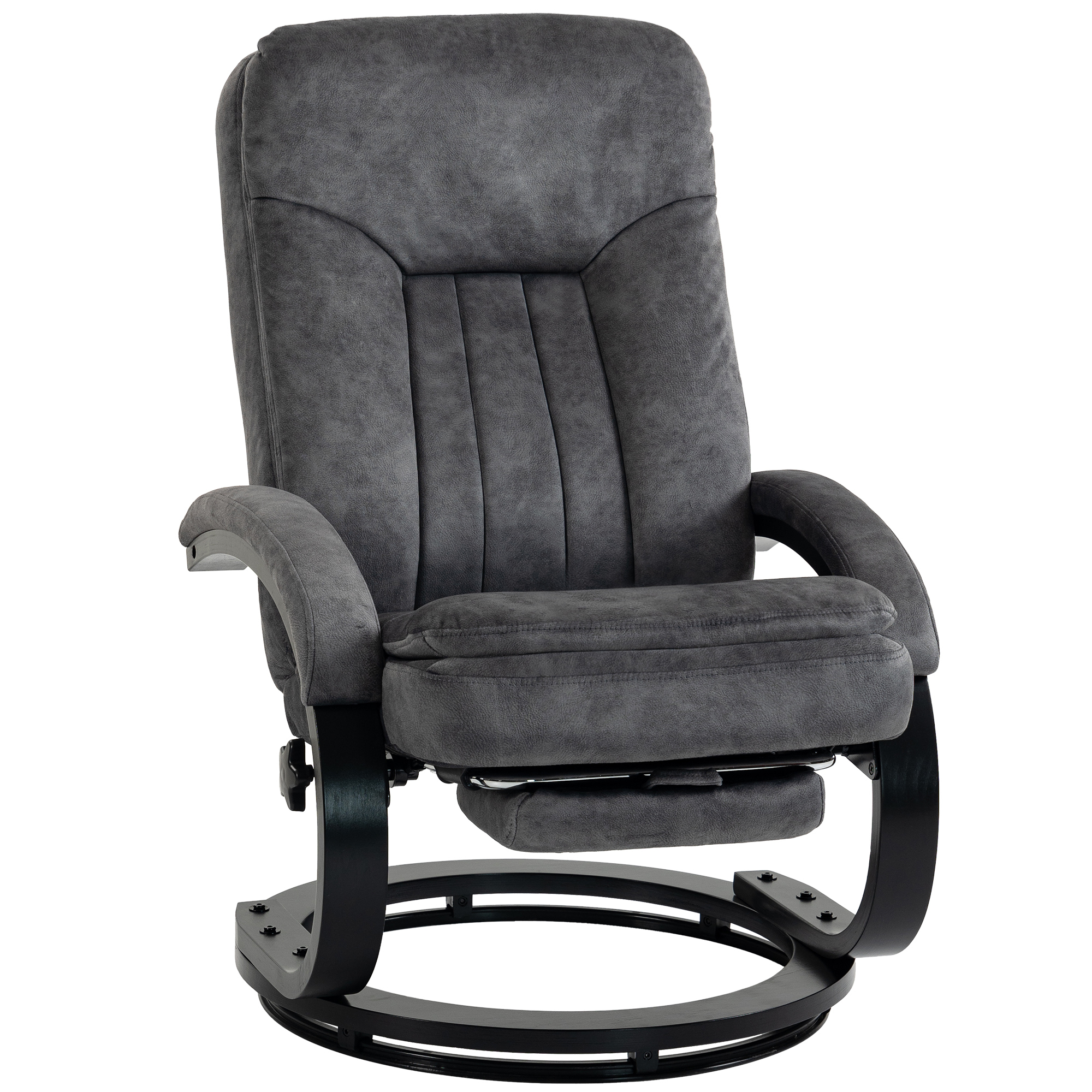 HOMCOM Swivel Recliner Chair, Velvet Recliner Armchair with Retractable Footrest, Dual-Layer Cushion, High Back, Dark Grey HOMCOM Swivel Recliner Chair, Velvet Recliner Armchair with Retractable Footrest, Dual-Layer Cushion, High Back, Dark Grey