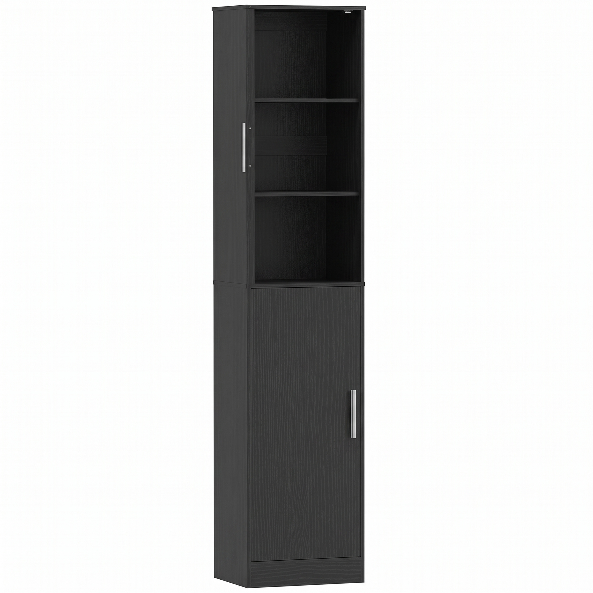 HOMCOM Badezimmerschrank 6 Ebenen, schmales Aufbewahrungsmöbel mit 2 Türen und 4 verstellbaren Regalen, Badmöbel, Toilette, kleine Räume, 40 x 35 x 180 cm, Schwarz Aosom