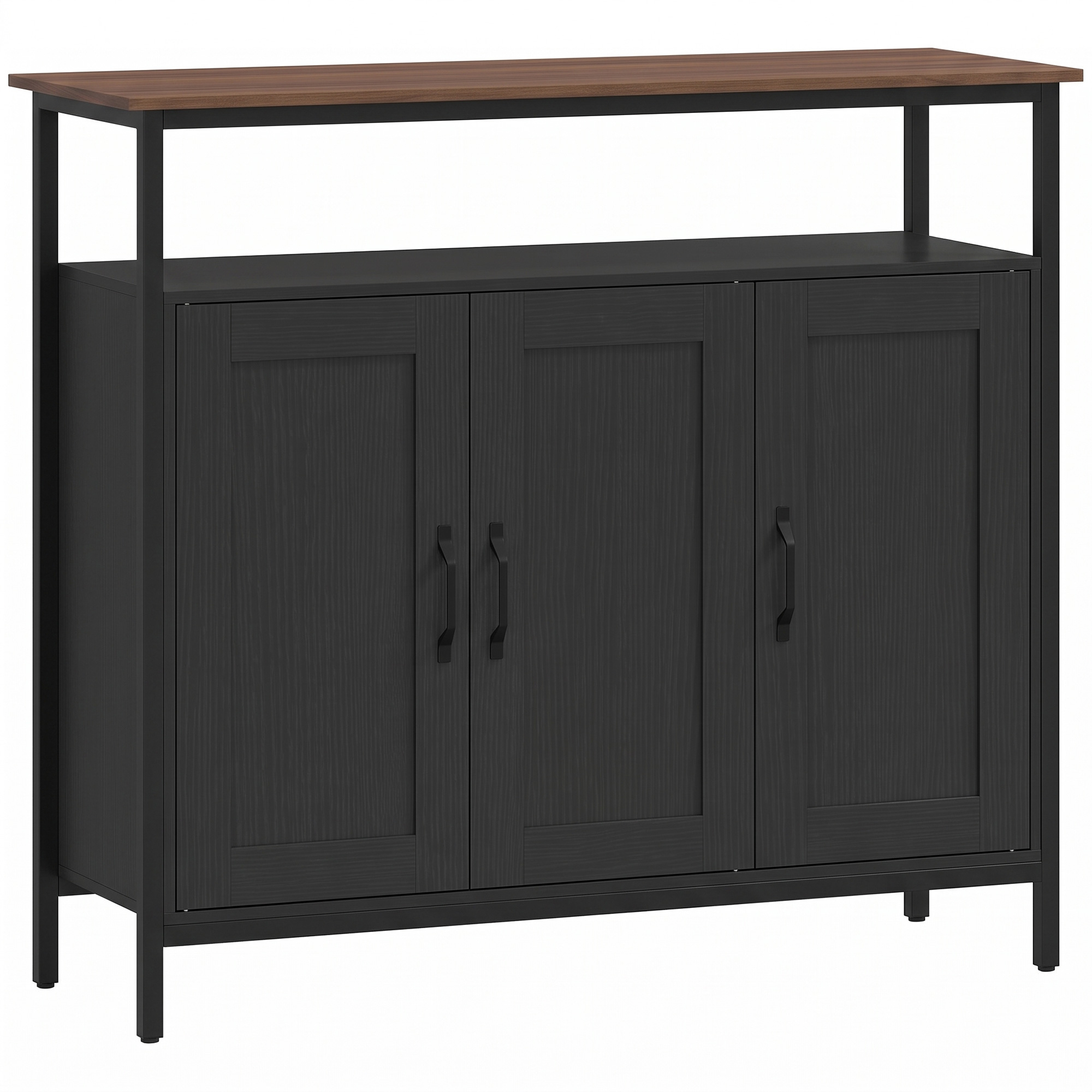 HOMCOM Industrial Kitchen Sideboard with Open Shelf, 2 Cabinets, Adjustable Shelves for Living Room, Dining Room, Black HOMCOM Industrial Kitchen Sideboard with Open Shelf, 2 Cabinets, Adjustable Shelves for Living Room, Dining Room, Black
