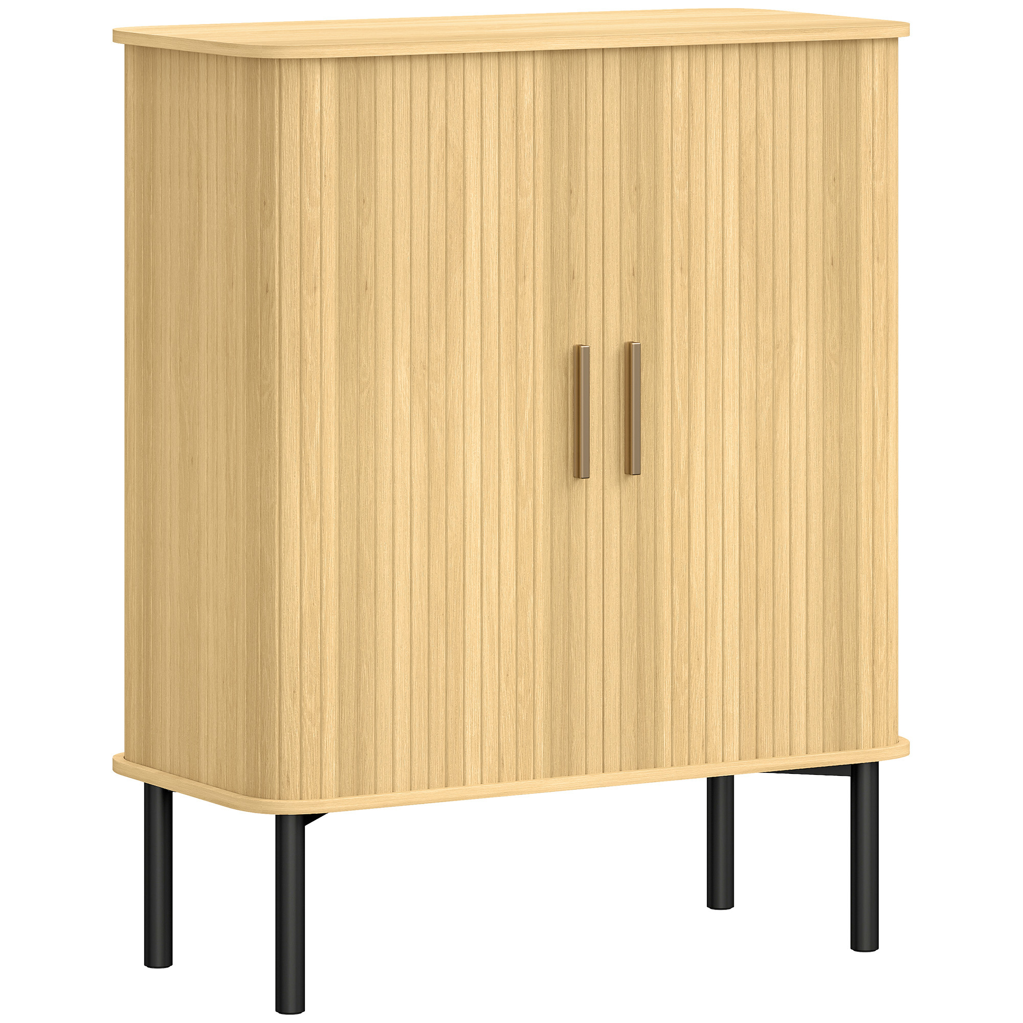 HOMCOM Meuble à Chaussures 5 Niveaux 15 Paires avec Portes Coulissantes, Étagères Réglables, 78x38x95,2cm, Chêne