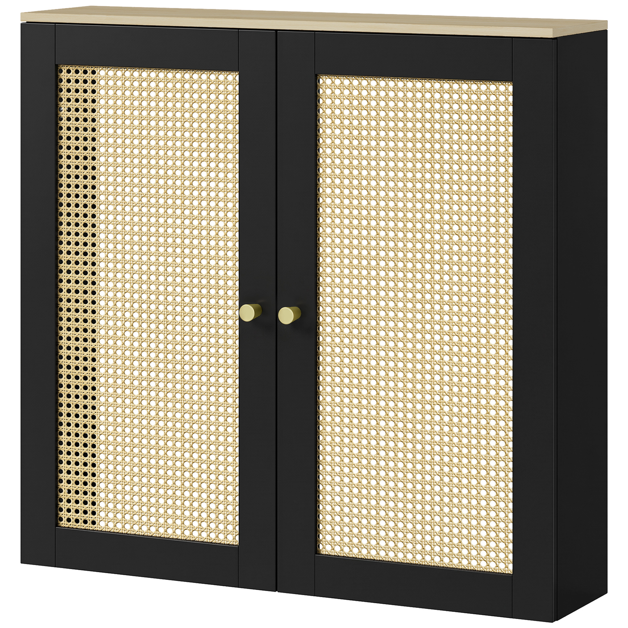 HOMCOM Heizkörperverkleidung mit 2 Rattan-Türen, Heizkörperabdeckung, Abdeckung für Heizkörper, für Wohnzimmer, Schlafzimmer, 78x19x75 cm, Schwarz   Aosom von HOMCOM