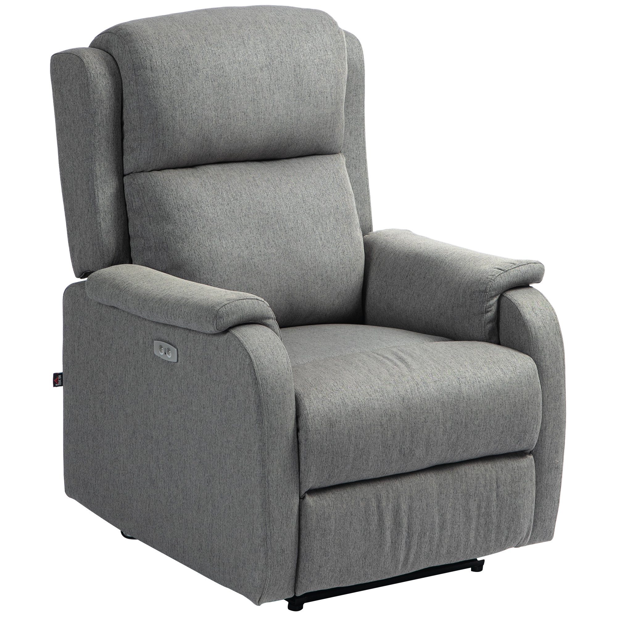 HOMCOM Elektrischer Relaxsessel, bis 150° verstellbar mit Fußstütze, Leinenoptik, Hohe Rückenlehne, USB-Anschluss, Dicke Polsterung, Holzgestell, Wohnzimmer, Dunkelgrau Aosom