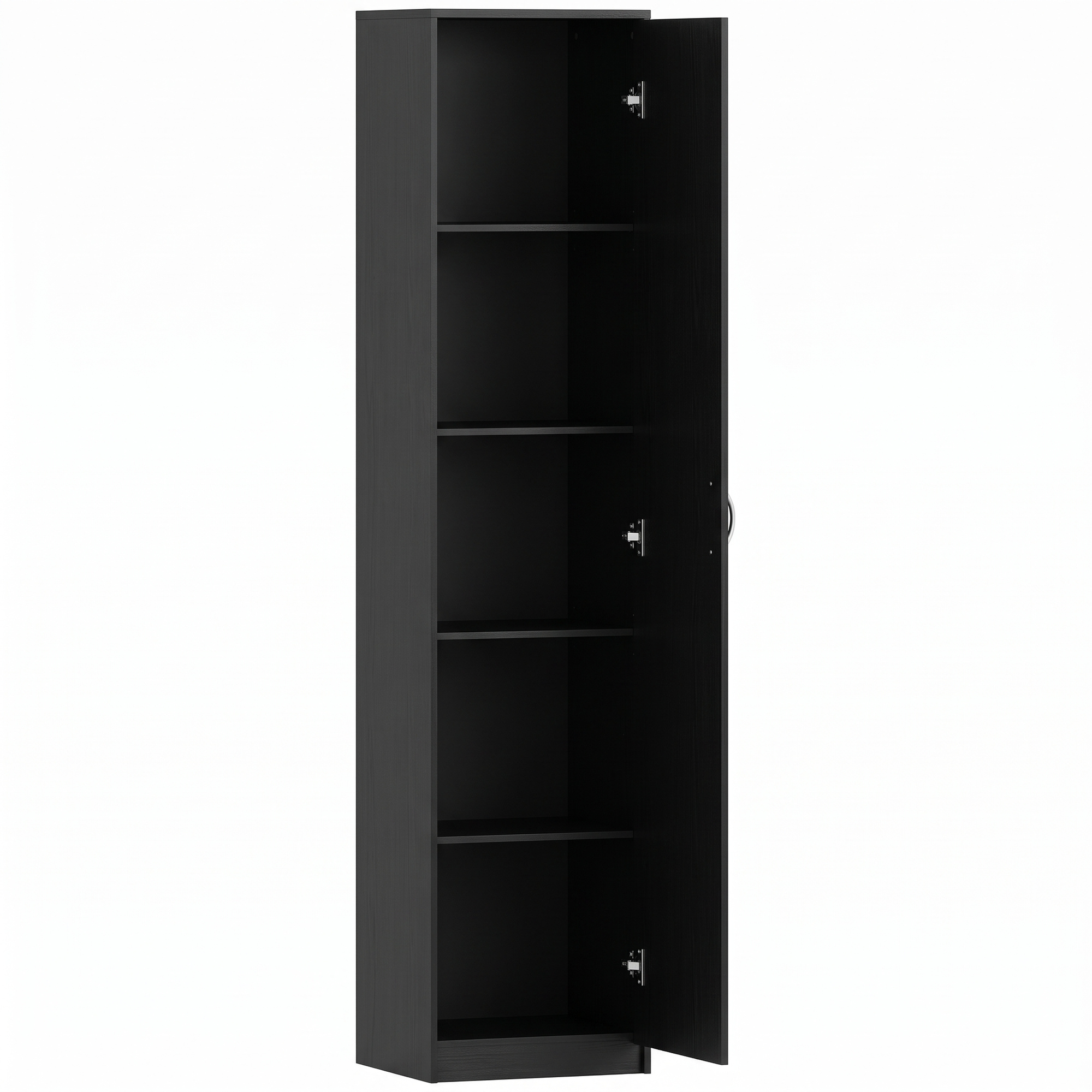 HOMCOM Dulap de bucătărie Slim cu 5 rafturi și spațiu interior reglabil, din lemn, 40x35x180 cm, negru | Aosom Romania