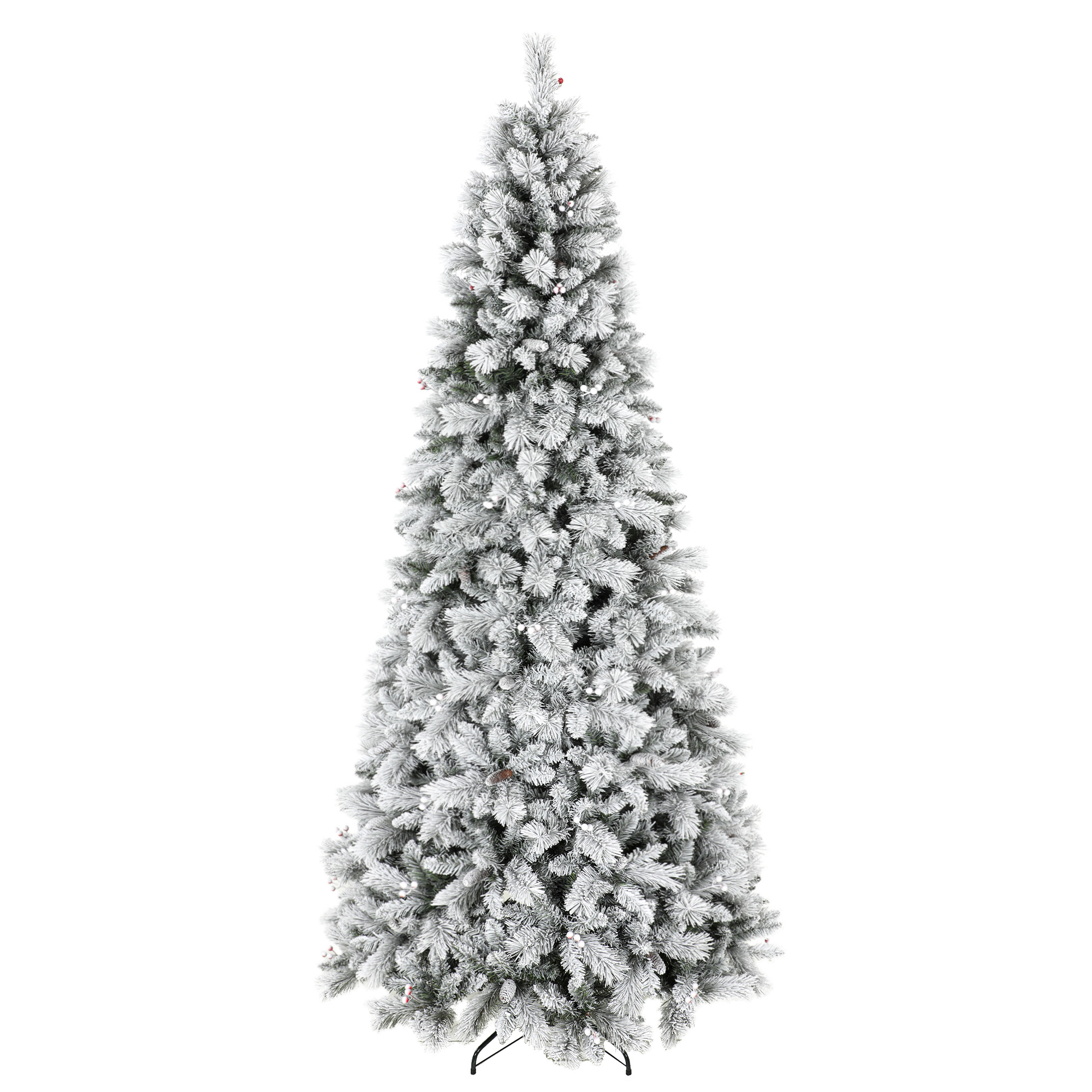 HOMCOM Weihnachtsbaum 270 cm, künstlicher Weihnachtsbaum mit 1507 Zweigen und klappbarem Metallständer, realistischer Kiefern-Look, schneller Aufbau, Weihnachtsdekoration für Wohnzimmer, Innenbereich, Weiß   Aosom