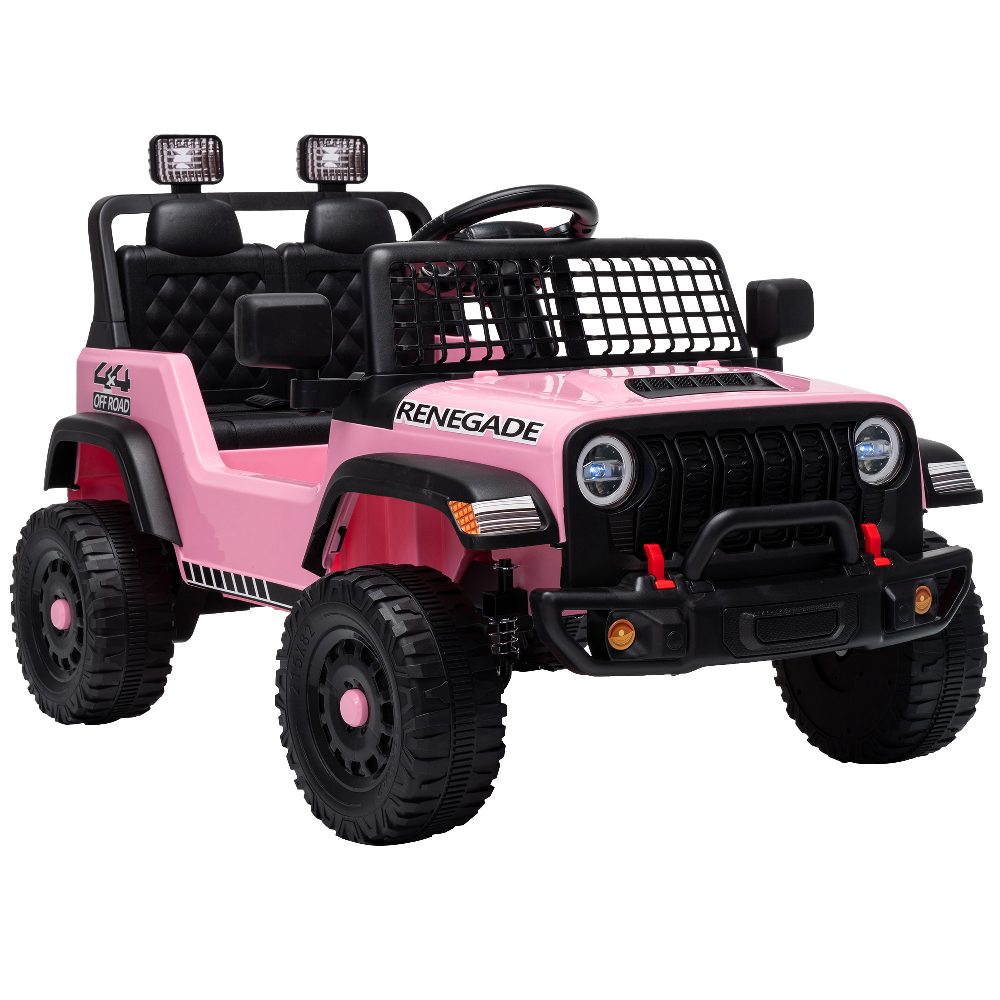 AIYAPLAY Kinder Elektroauto 12V Elektroauto für Kinder mit Fernbedienung Lithium-Akku 2 Motoren Sanftanlauf 4-Rad-Federung Offroad Elektro Kinderauto mit LED-Licht Hupe Musik USB, für 2-4 Rosa Aosom