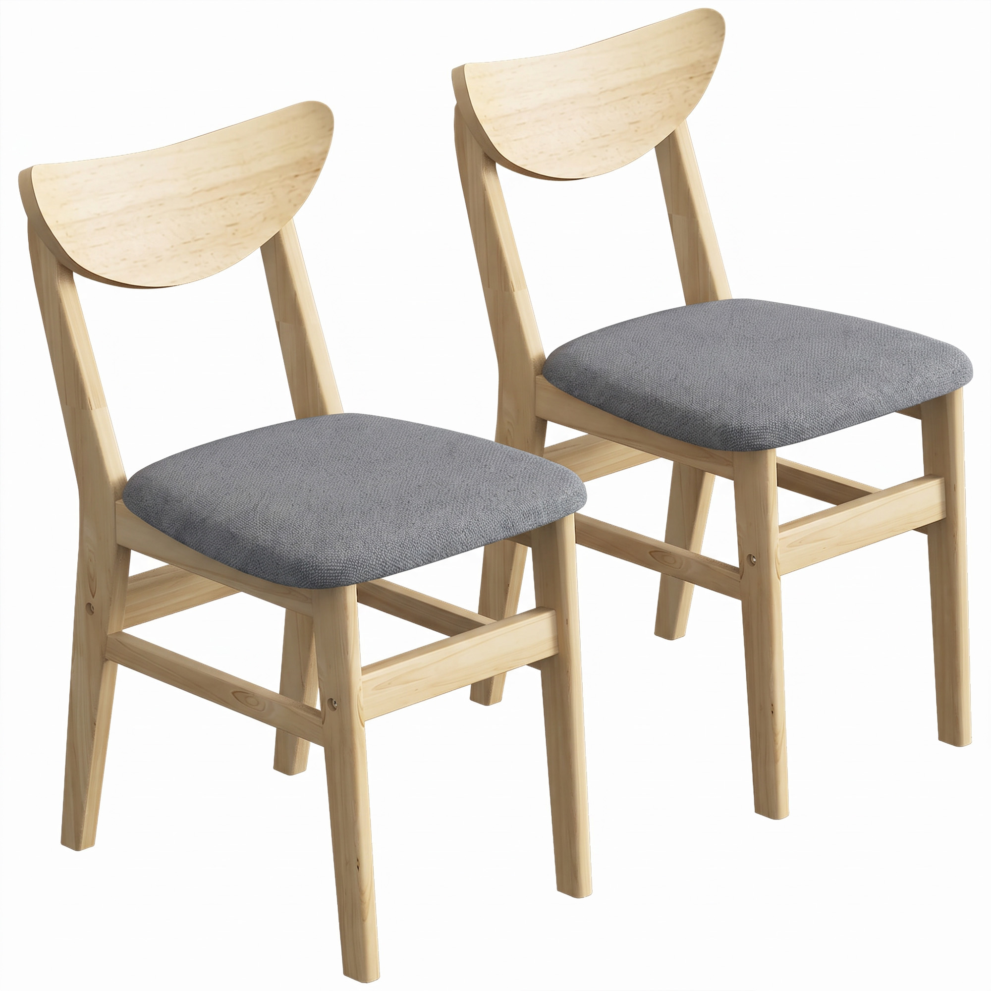 HOMCOM Lot de 2 Chaises de Salle à Manger, Chaises Cuisine, Assise Rembourrées en Lin, Dossier Incurvé, Gris et Bois Naturel HOMCOM Lot de 2 Chaises de Salle à Manger, Chaises Cuisine, Assise Rembourrées en Lin, Dossier Incurvé, Gris et Bois Naturel