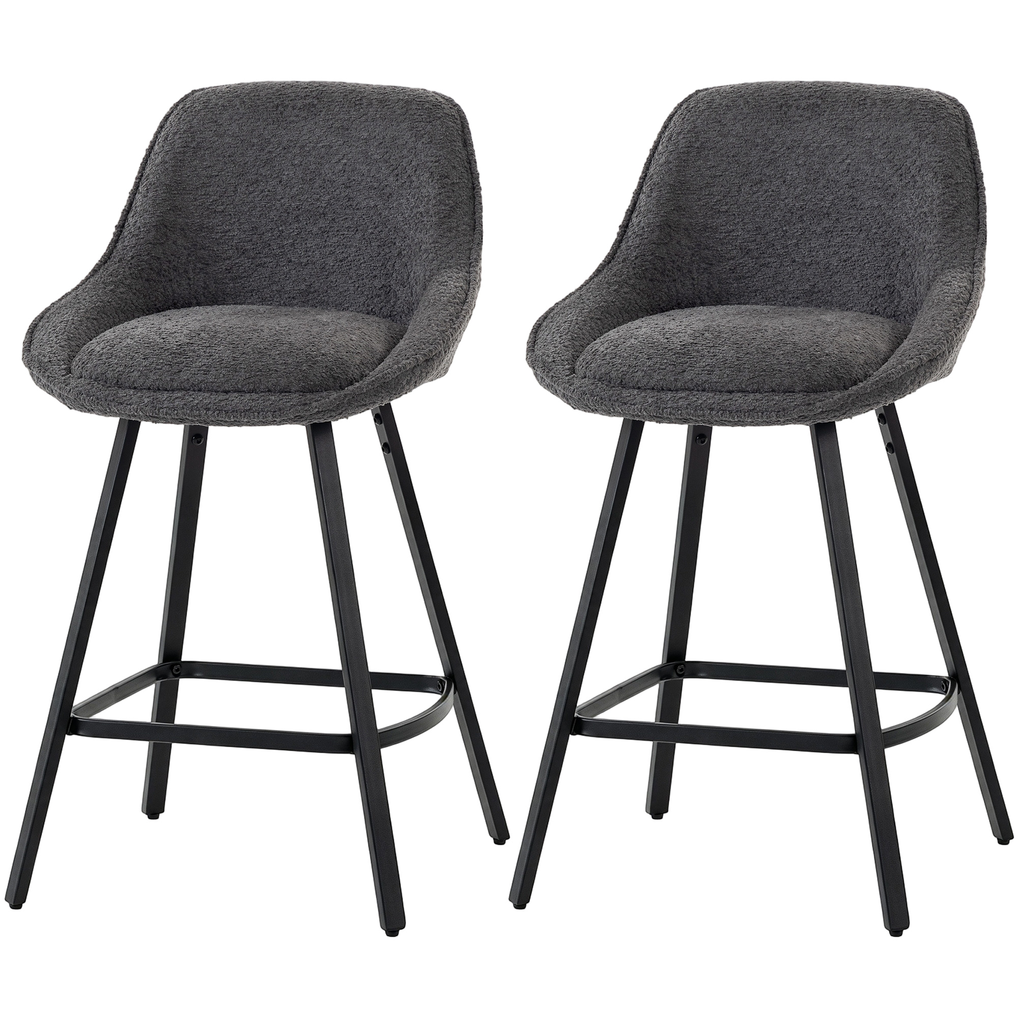 HOMCOM Bar Stools Set of 2, 64 cm Modern Linen-Touch Fabric 360? Swivel Counter Height Bar Chairs, Dark Grey HOMCOM Bar Stools Set of 2, 64 cm Modern Linen-Touch Fabric 360? Swivel Counter Height Bar Chairs, Dark Grey