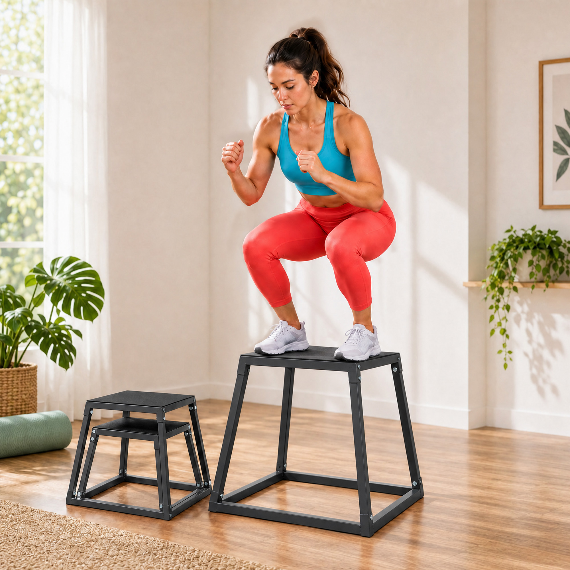 Plüomeetrilised hüppekastid (3 tk) 30,5/45,8/61 cm Virnastatav terasest plyo-hüppekast kuni 200 kg
