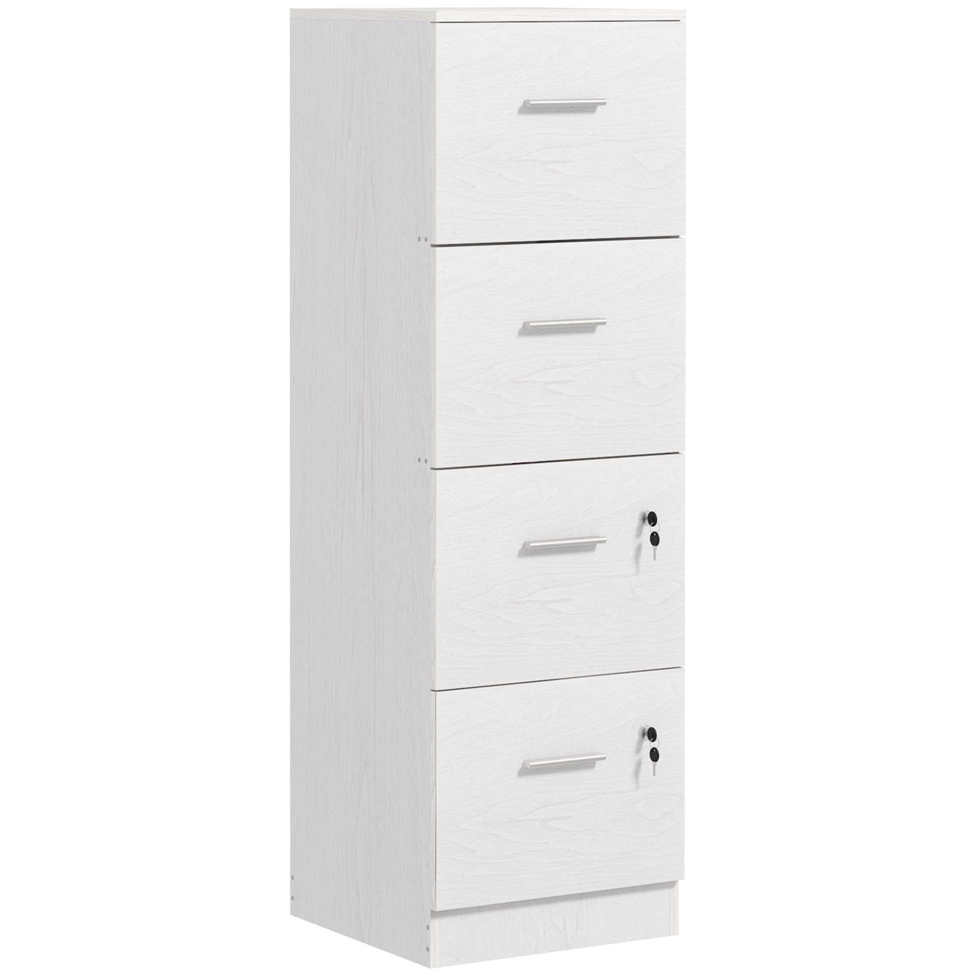 HOMCOM Caisson de bureau 4 tiroirs Serrures Barres réglables pour dossiers A4 et format lettre 40x42x130,8 cm Blanc HOMCOM Caisson de bureau 4 tiroirs Serrures Barres réglables pour dossiers A4 et format lettre 40x42x130,8 cm Blanc