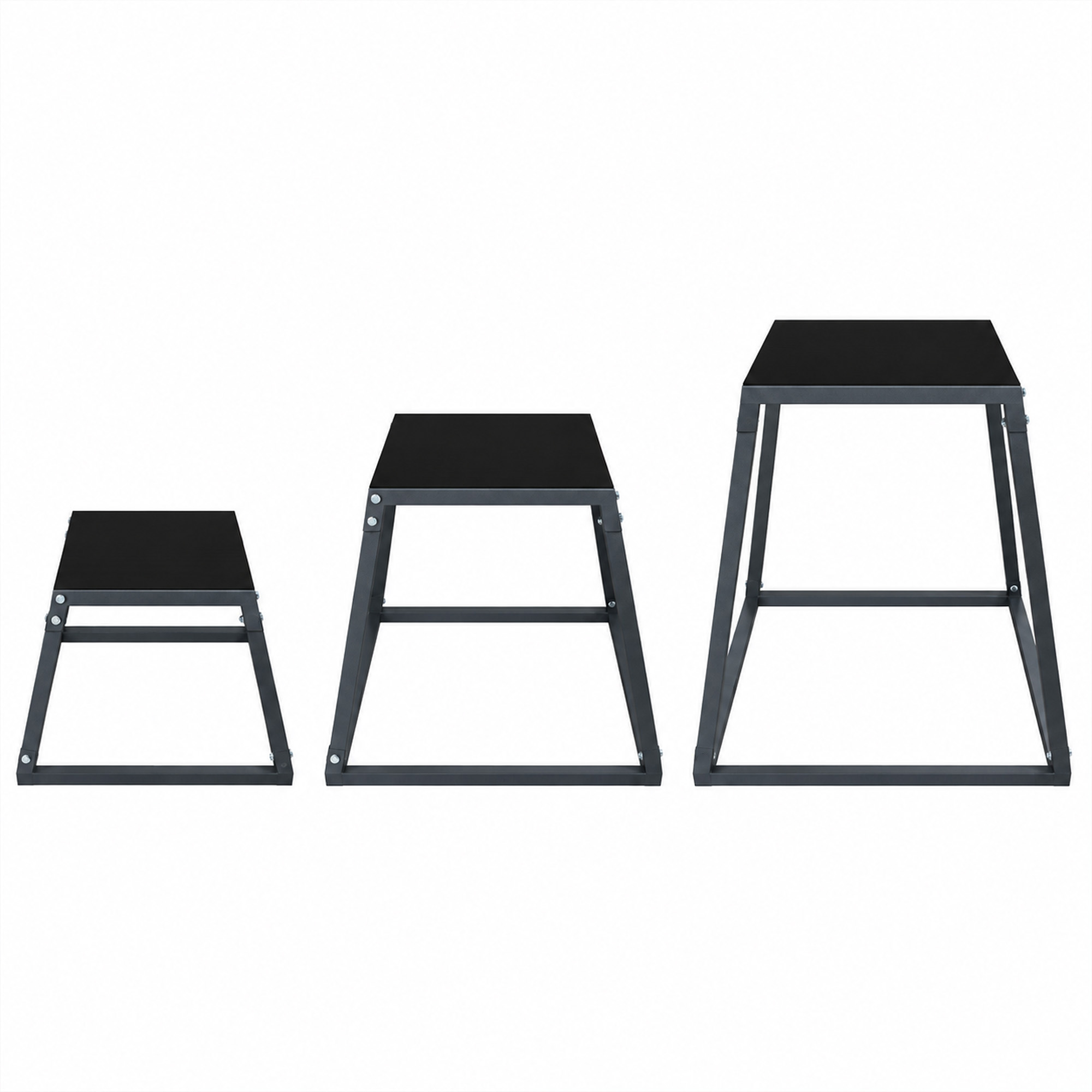 SPORTNOW Plyometrische Sprungboxen 3er Set 30,5/45,8/61 cm Stapelbare Plyo Jump Box aus Stahl bis 200 kg rutschfeste Step Up Fitnessbox für Sprungtraining Aosom