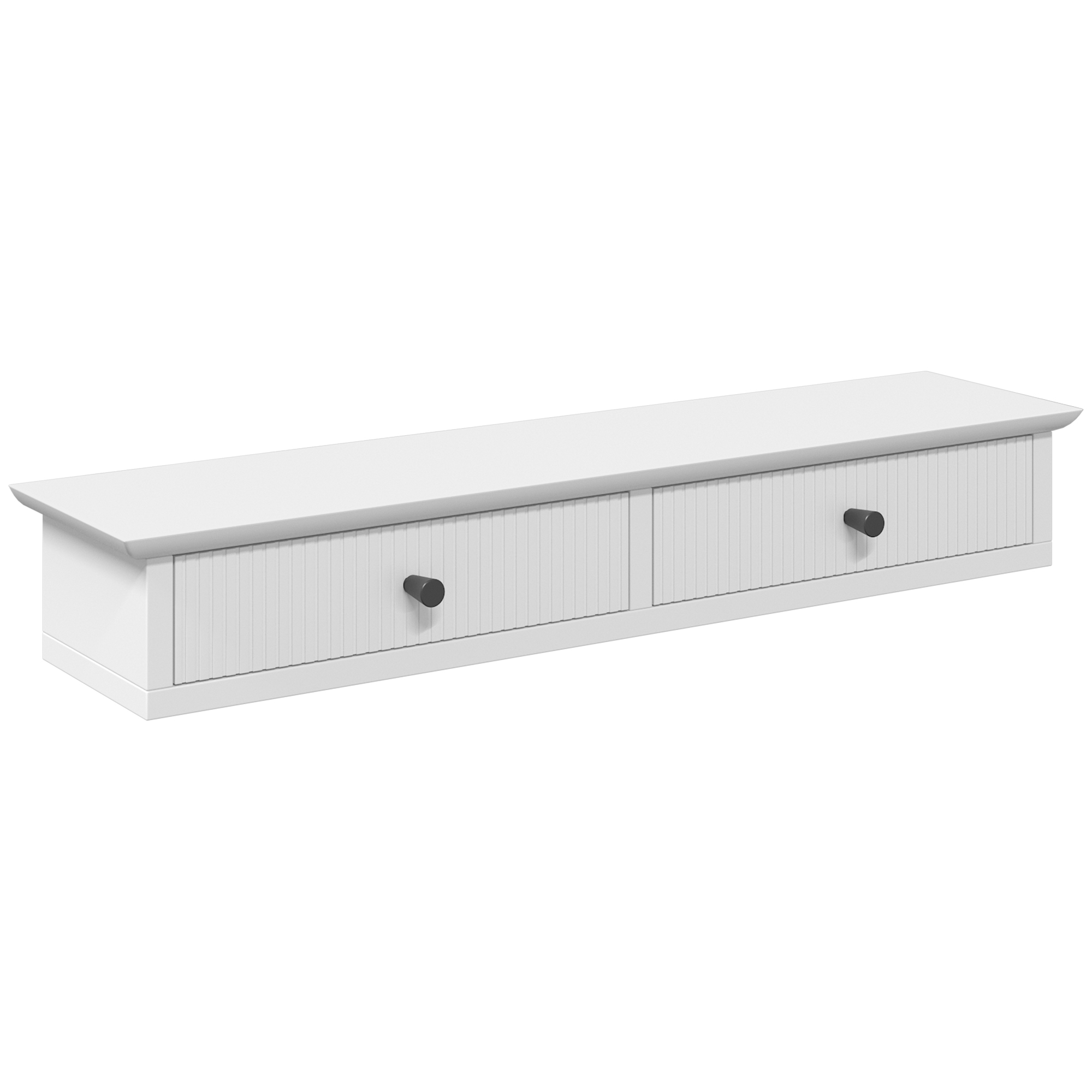 HOMCOM Hängeregal mit 2 Schubladen, Aufbewahrungsregal für Flur, Küche und Wohnzimmer, 64x15x10 cm, Weiß Aosom