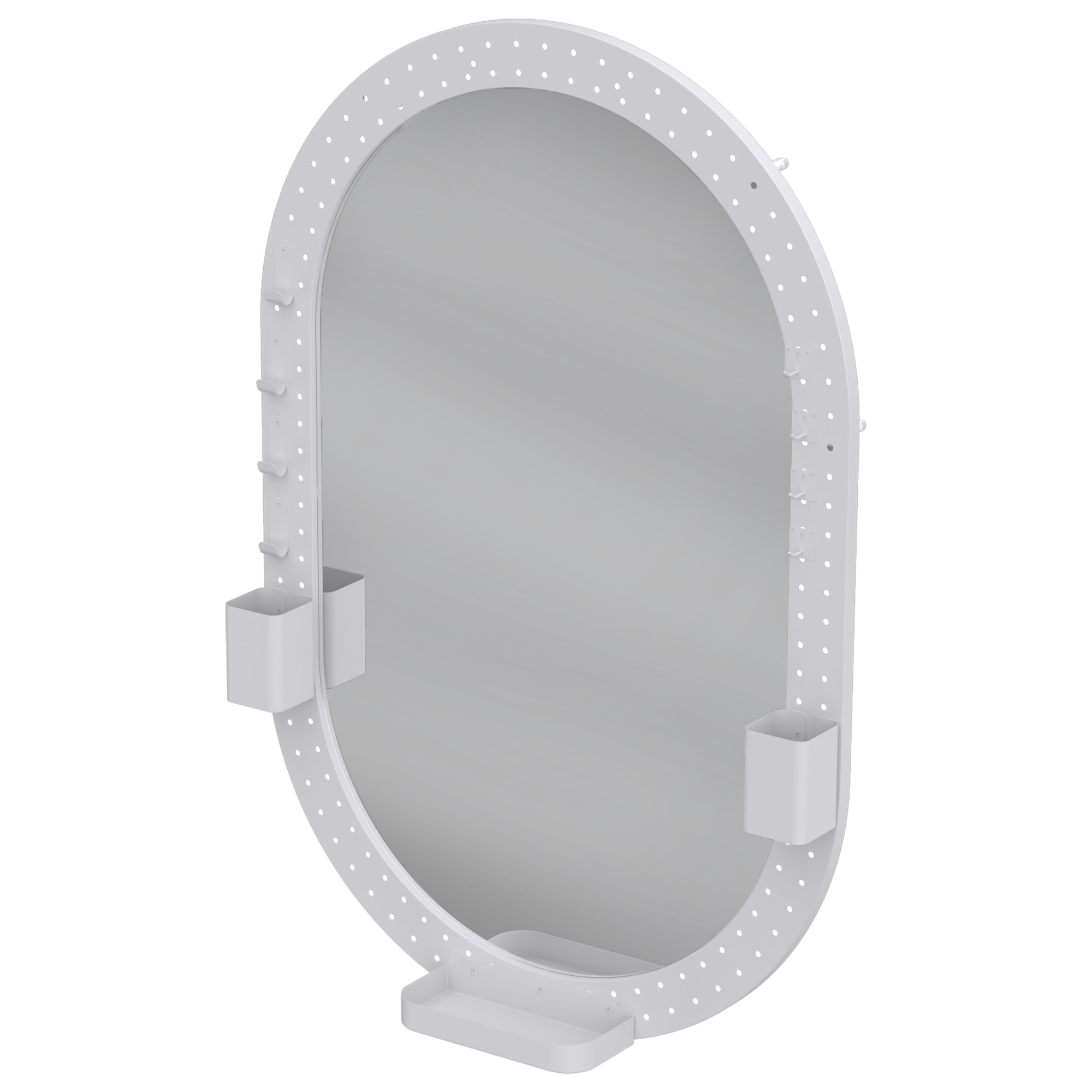 HOMCOM Oglindă de Perete cu Panou Perforat Oglindă Decorativă 90x60 cm pentru Living Dormitor Alb | Aosom Romania