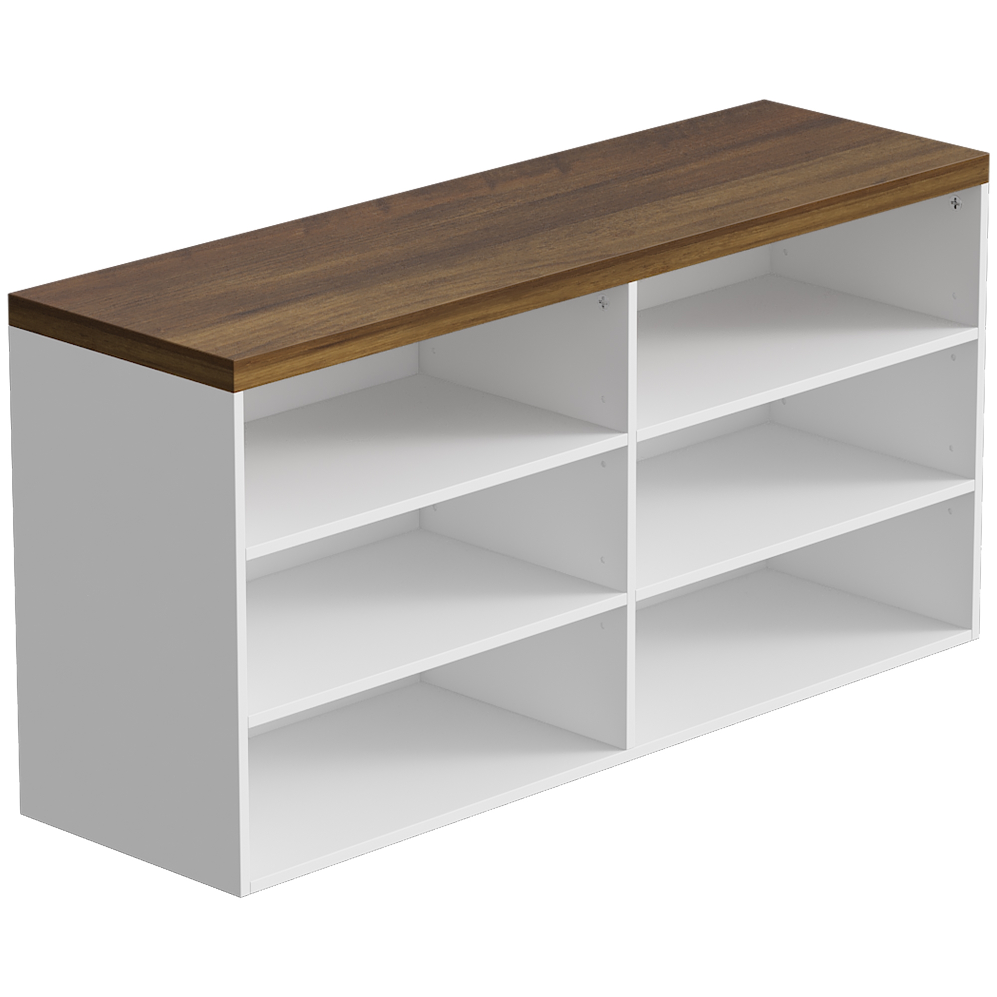 HOMCOM Schuhbank, Empfangsbank mit Sitz, 6 offene Fächer und 4 verstellbare Einlegeböden, für Diele, Flur, Wohnzimmer, 100x30x50 cm, Weiß und Nussbaum Aosom