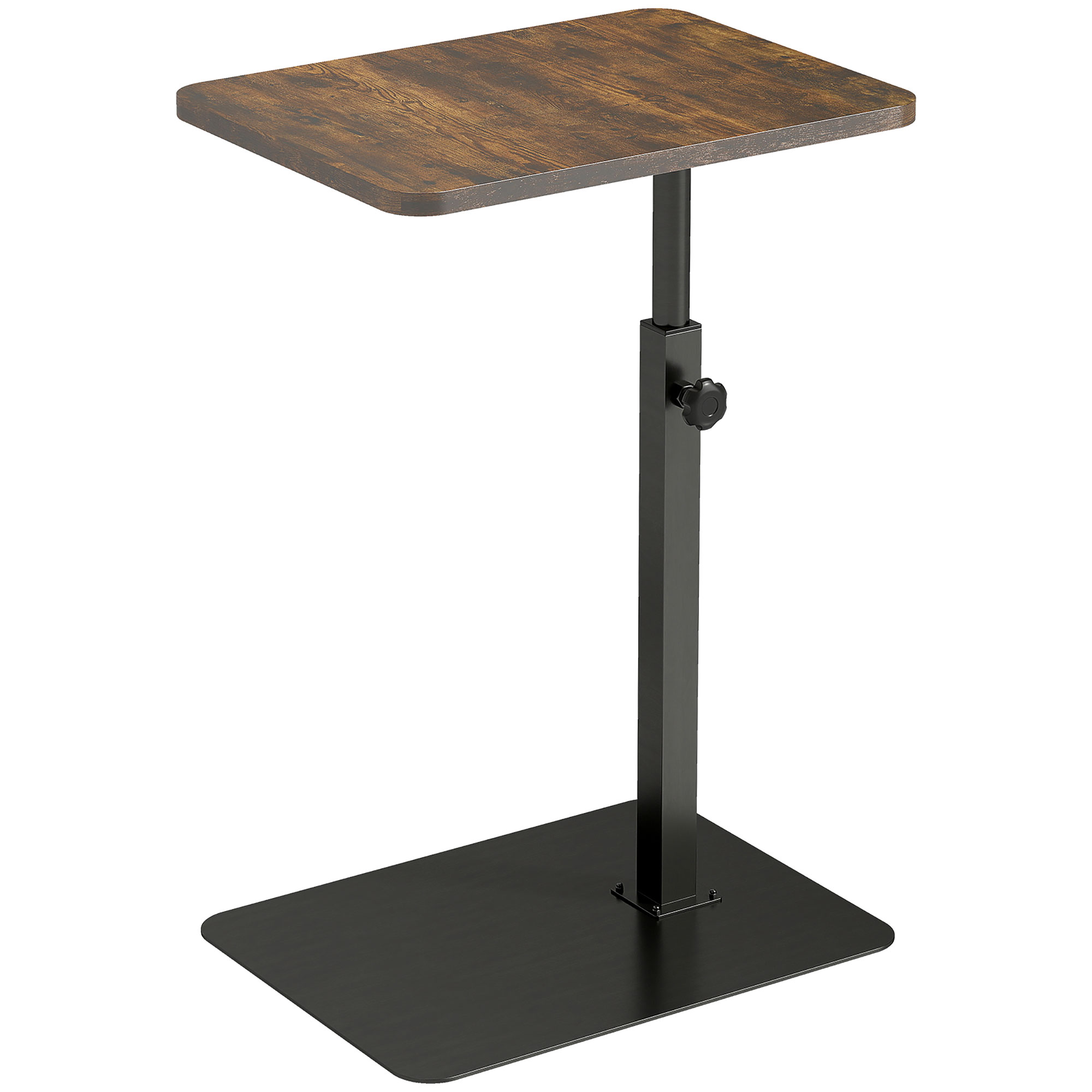 HOMCOM Măsuță laterală în formă de C, reglabilă pe înălțime, pentru canapea și pat, metal, maro rustic | Aosom Romania