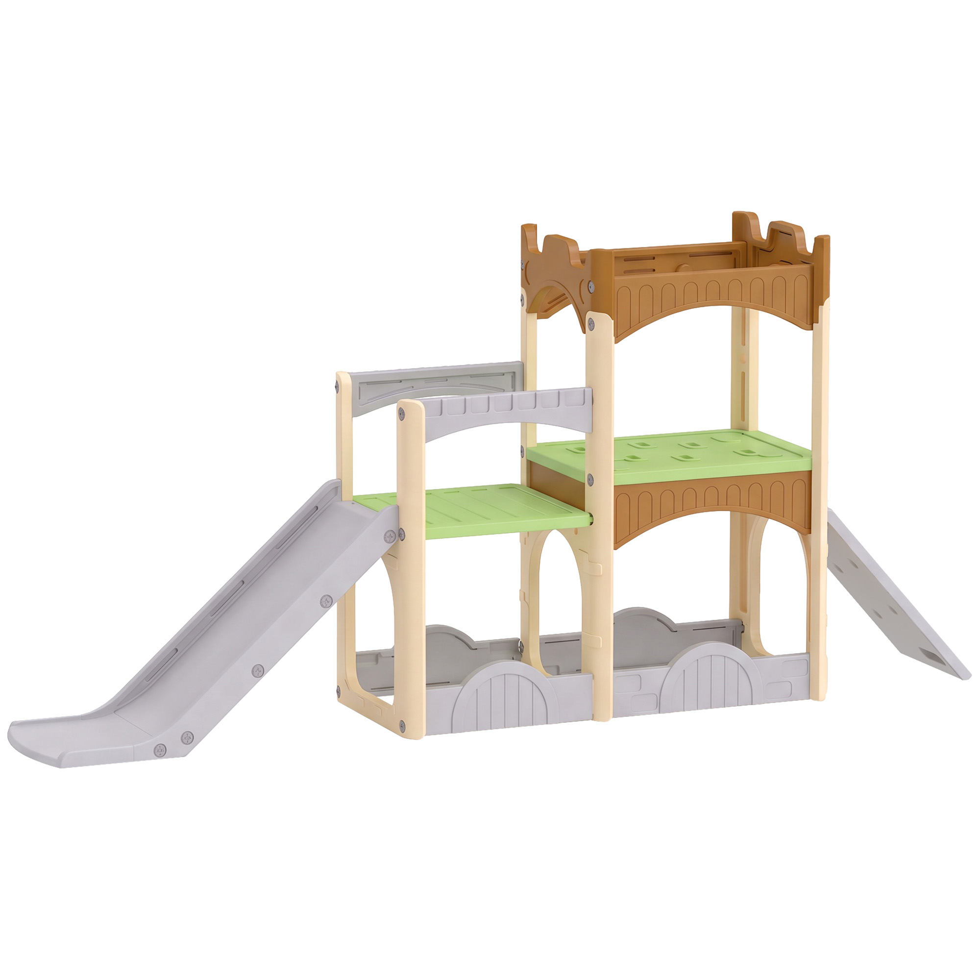 AIYAPLAY Kinderrutsche 5 in 1 Indoor und Outdoor Babyrutsche mit Kletterwand, Plattformen, Stauraum, Spielplatz für Kleinkinder 3-6 Jahre, Mehrfarbig   Aosom
