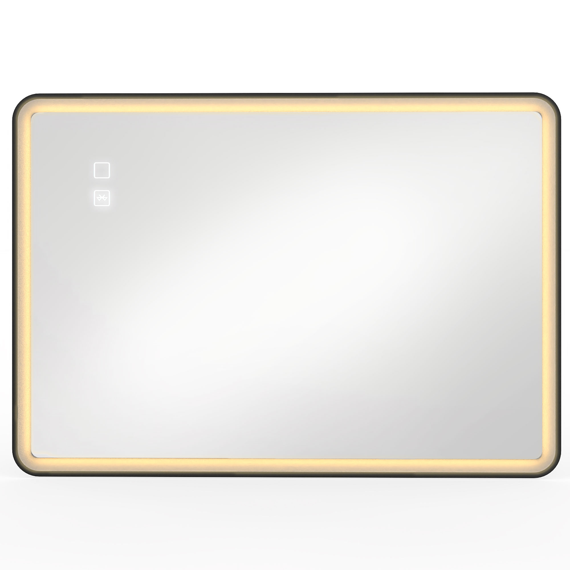 HOMCOM LED-Badezimmerspiegel 100x70cm, 3 dimmbare Farben, Bluetooth, rechteckiger Wandspiegel, Touch-Schalter, Speicherfunktion, Anti-Beschlag, IP44, horizontal/vertikal, Schwarz Aosom