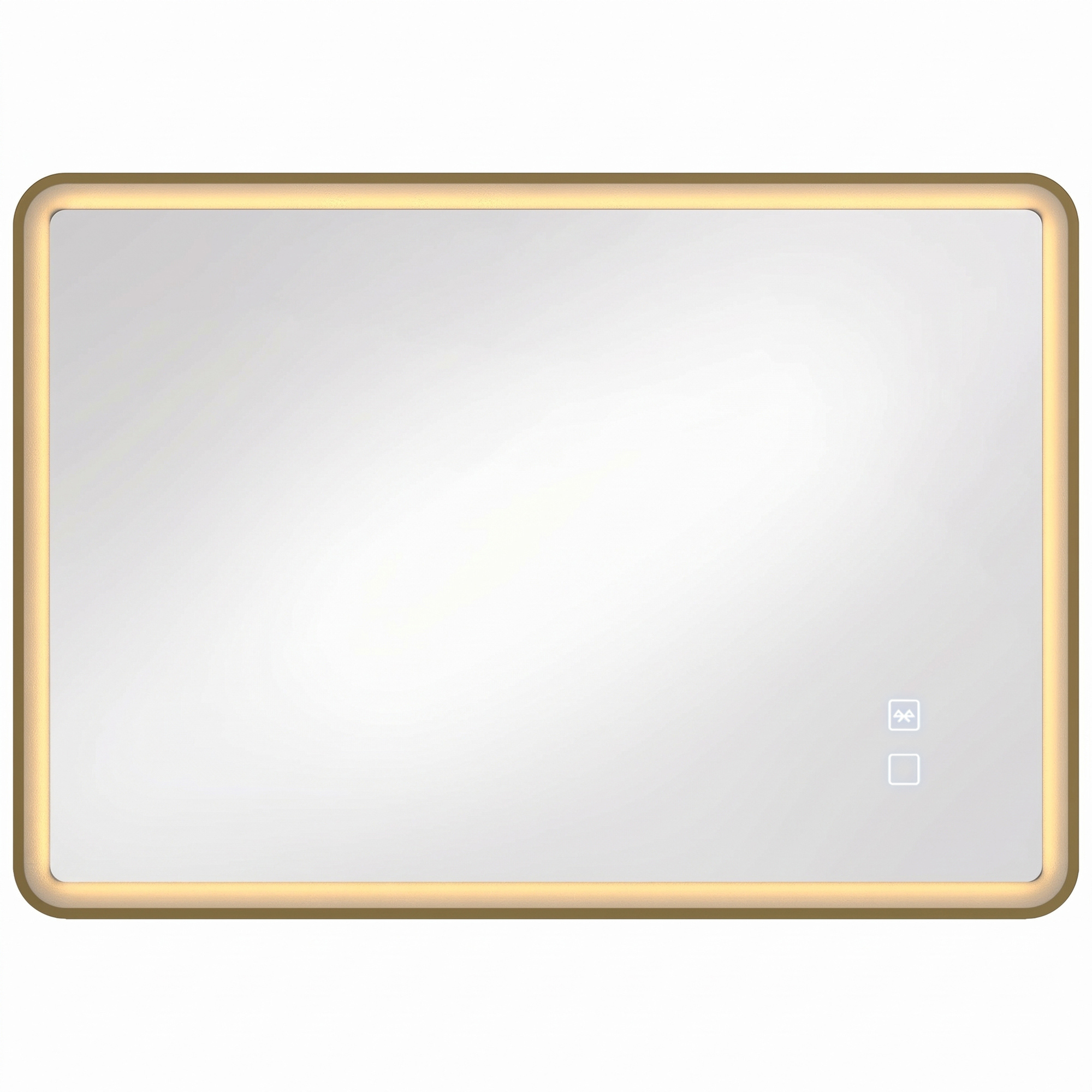 HOMCOM Bathroom Mirror with LED Lights, 100x70cm Rectangle Bathroom Mirror, Dimmable, Bluetooth, Anti-Fog, Gold Tone