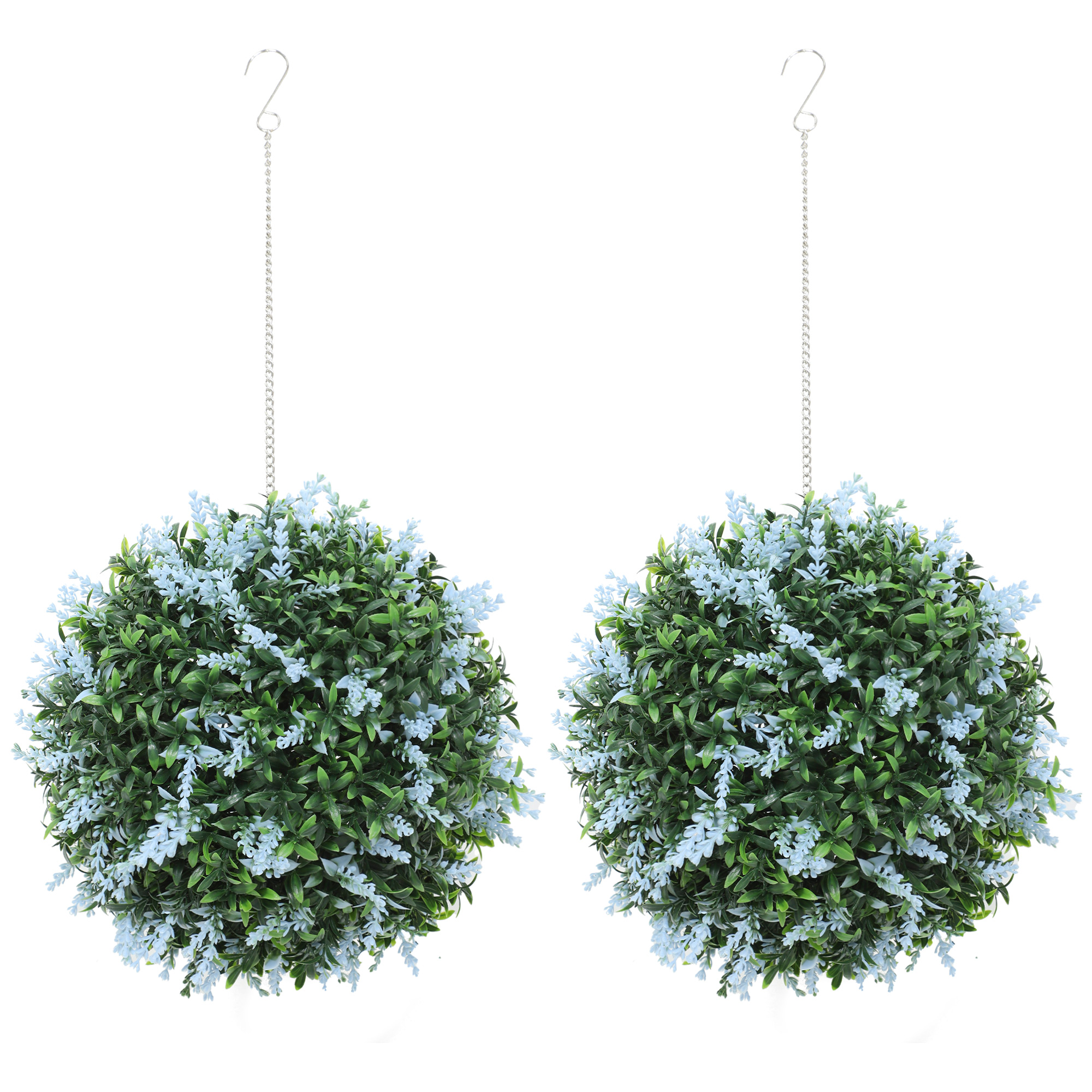 HOMCOM Set of 2 Artificial Plant Topiary Balls, UV-protected Fake Decorative Plants, Blue HOMCOM Set of 2 Artificial Plant Topiary Balls, UV-protected Fake Decorative Plants, Blue