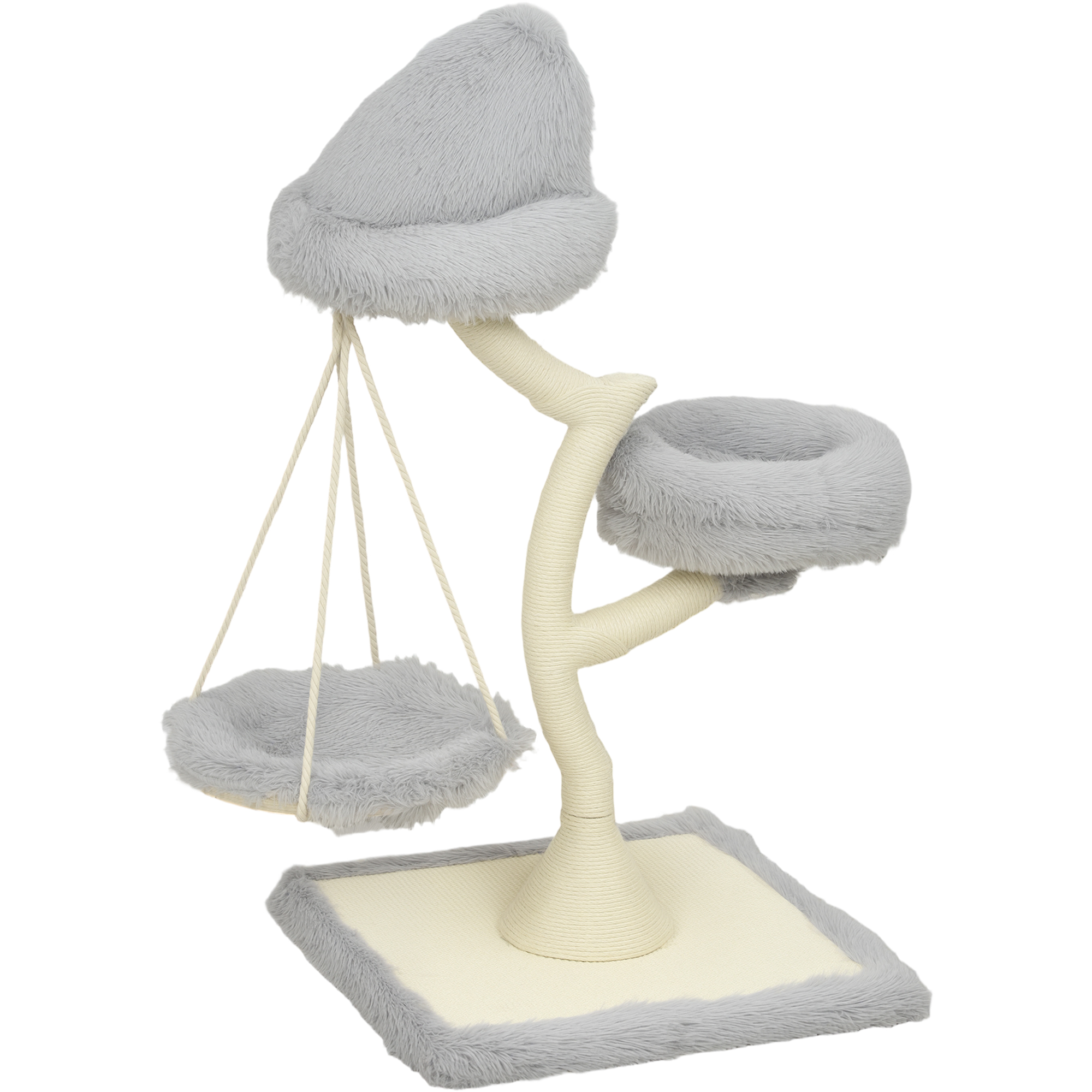 PawHut Copac de zgâriat 115 cm înălţime, copac pentru pisici cu formă de copac, 2 paturi lavabile, hamac, trunchi de zgâriat din sisal, pentru pisici sub 6 kg | Aosom Romania