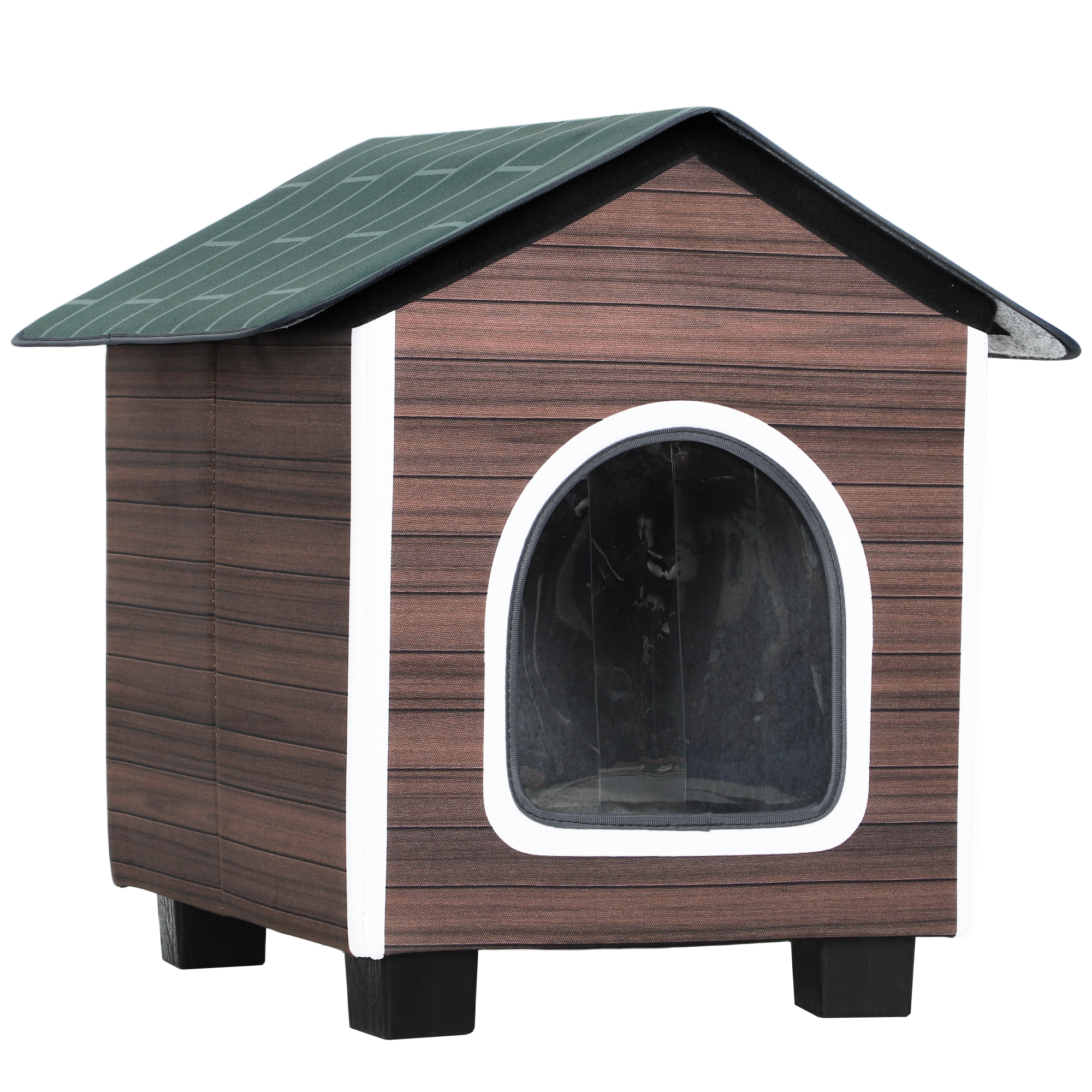 PawHut Katzenhaus isolierte Katzenhütte mit Kissen Eingang 44 x 42 x 45cm Wasserabweisend Oxford-Stoff Erhöht Katzenhöhle für Katzen bis 5 kg für drinnen draußen Rotbraun Aosom
