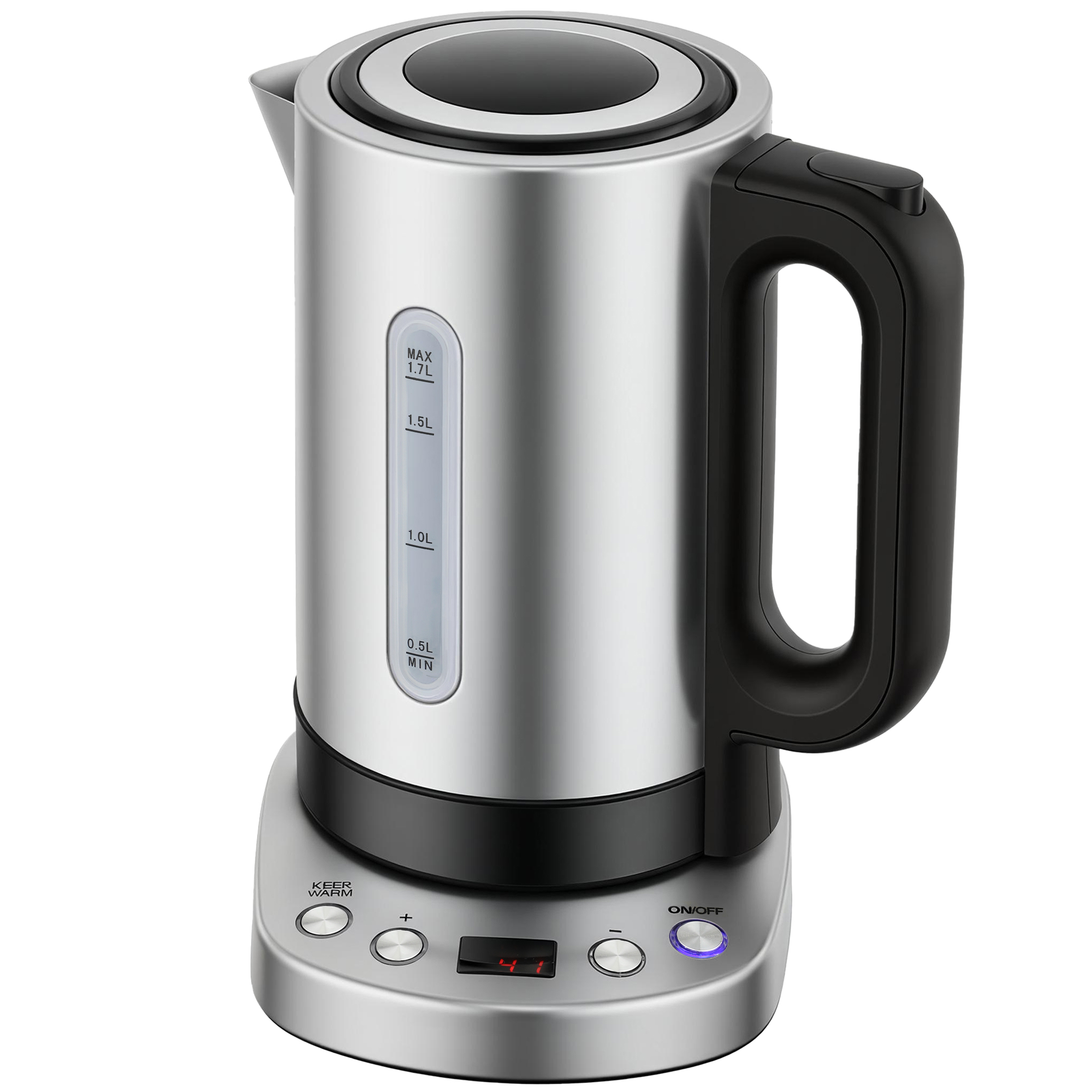 HOMCOM Electric Kettle, 1.7L, Fast Boil, 3kW Water Kettle with UK Strix Thermostat, Keep Warm Function, LCD Base, Silver Tone HOMCOM Electric Kettle, 1.7L, Fast Boil, 3kW Water Kettle with UK Strix Thermostat, Keep Warm Function, LCD Base, Silver Tone