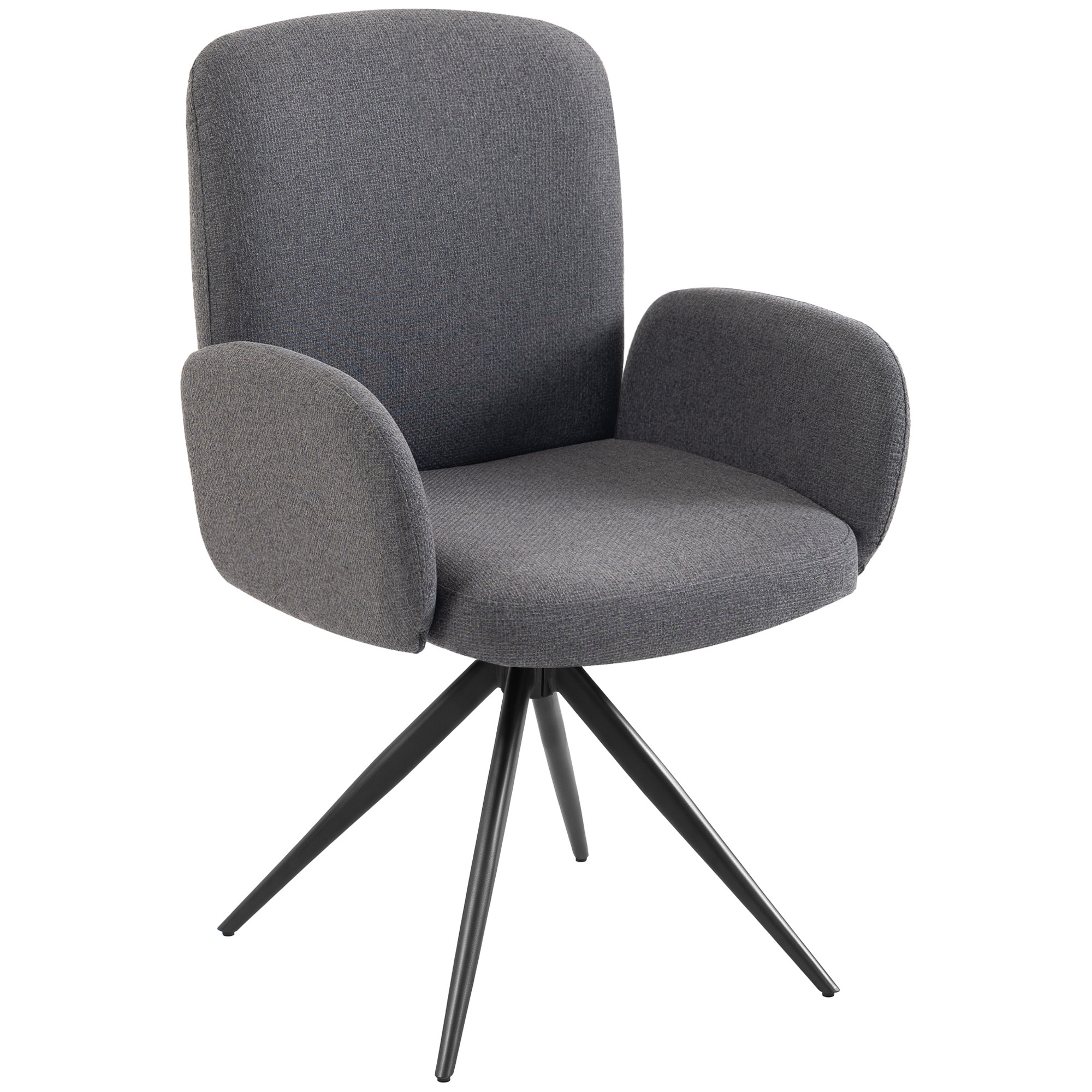 HOMCOM Swivel Accent Chair, Upholstered Linen-Look Armchair with Curved Backrest, Wrapped Armrests for Living Room, Grey HOMCOM Swivel Accent Chair, Upholstered Linen-Look Armchair with Curved Backrest, Wrapped Armrests for Living Room, Grey