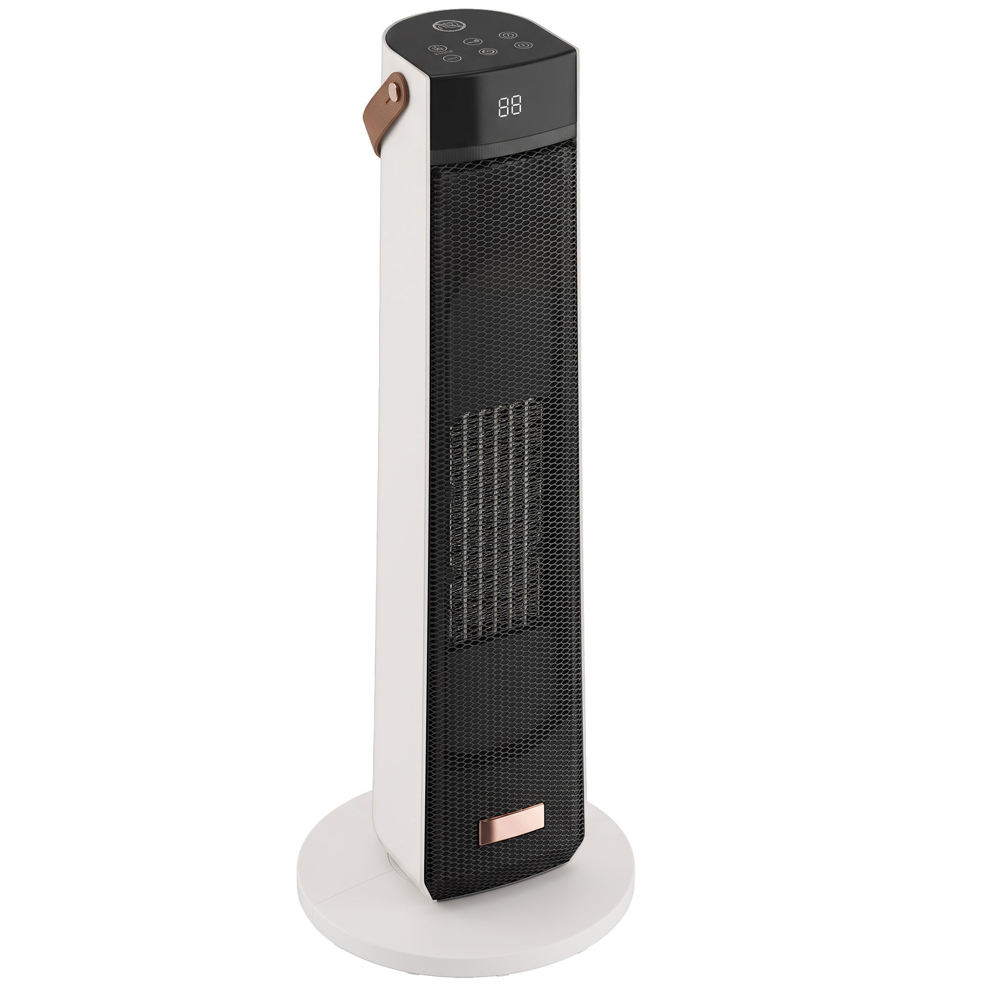 HOMCOM Portable Space Heater with Realistic Flame Effect, 2000W Ceramic Heater with Eco Mode, Adjustable Thermostat, Remote