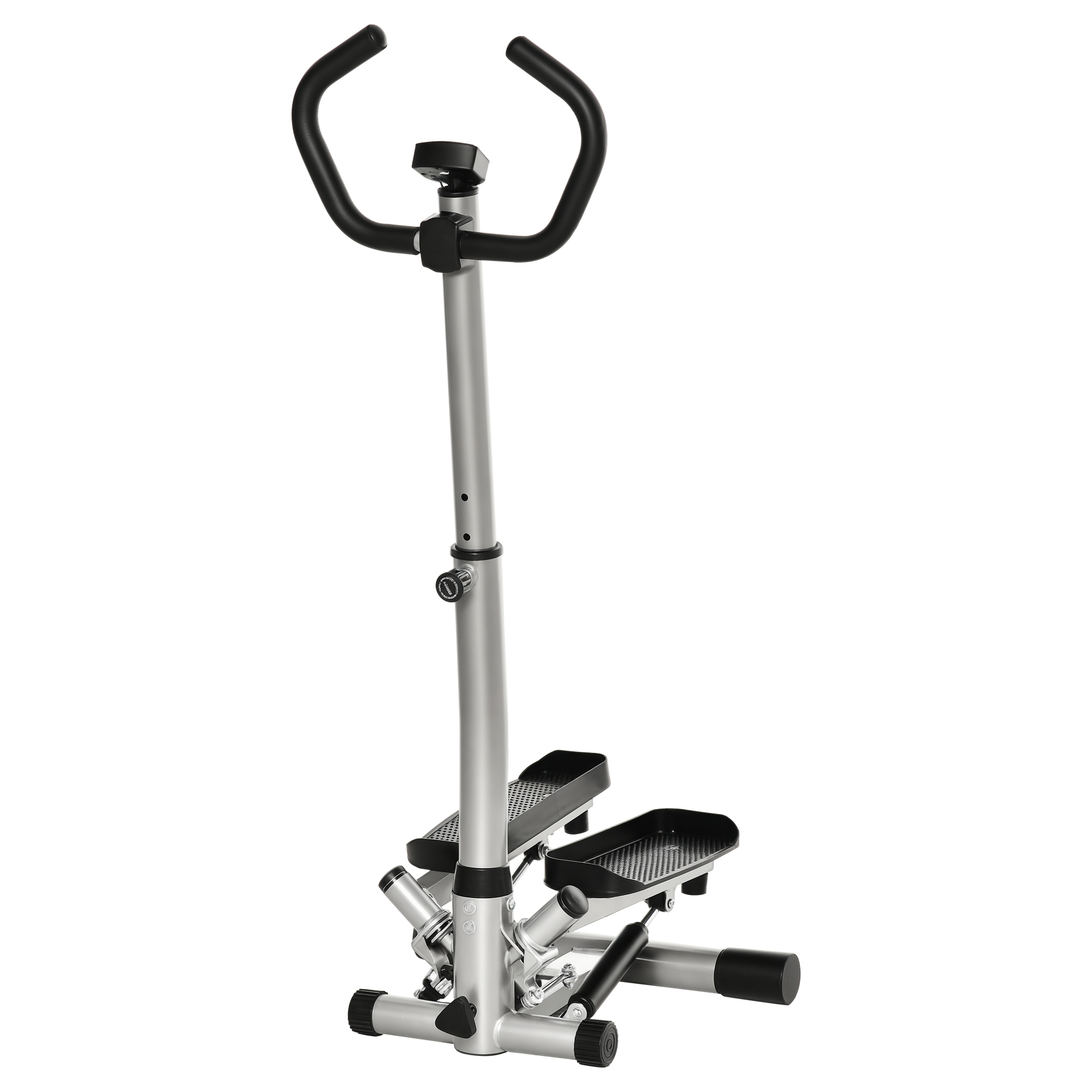 HOMCOM Stepper cu Monitor LCD, Mânere Reglabile și Benzi Elastice, Negru și Argintiu | Aosom Romania