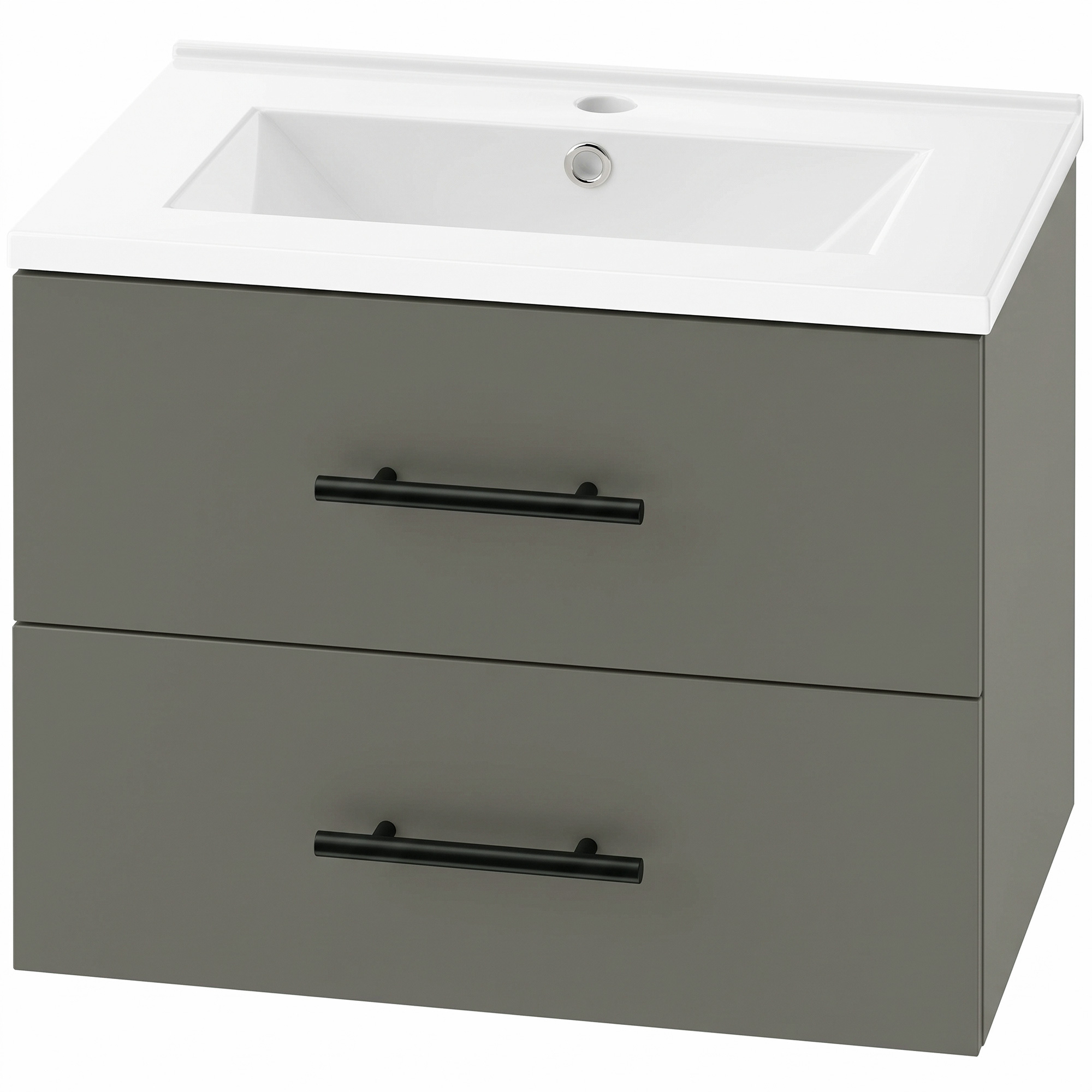 HOMCOM Hängender Badezimmerschrank mit Waschbecken und 2 Schubladen, modern & platzsparend, mit Hahnloch und Ablauf, 61x40x48 cm, Dunkelgrün Aosom