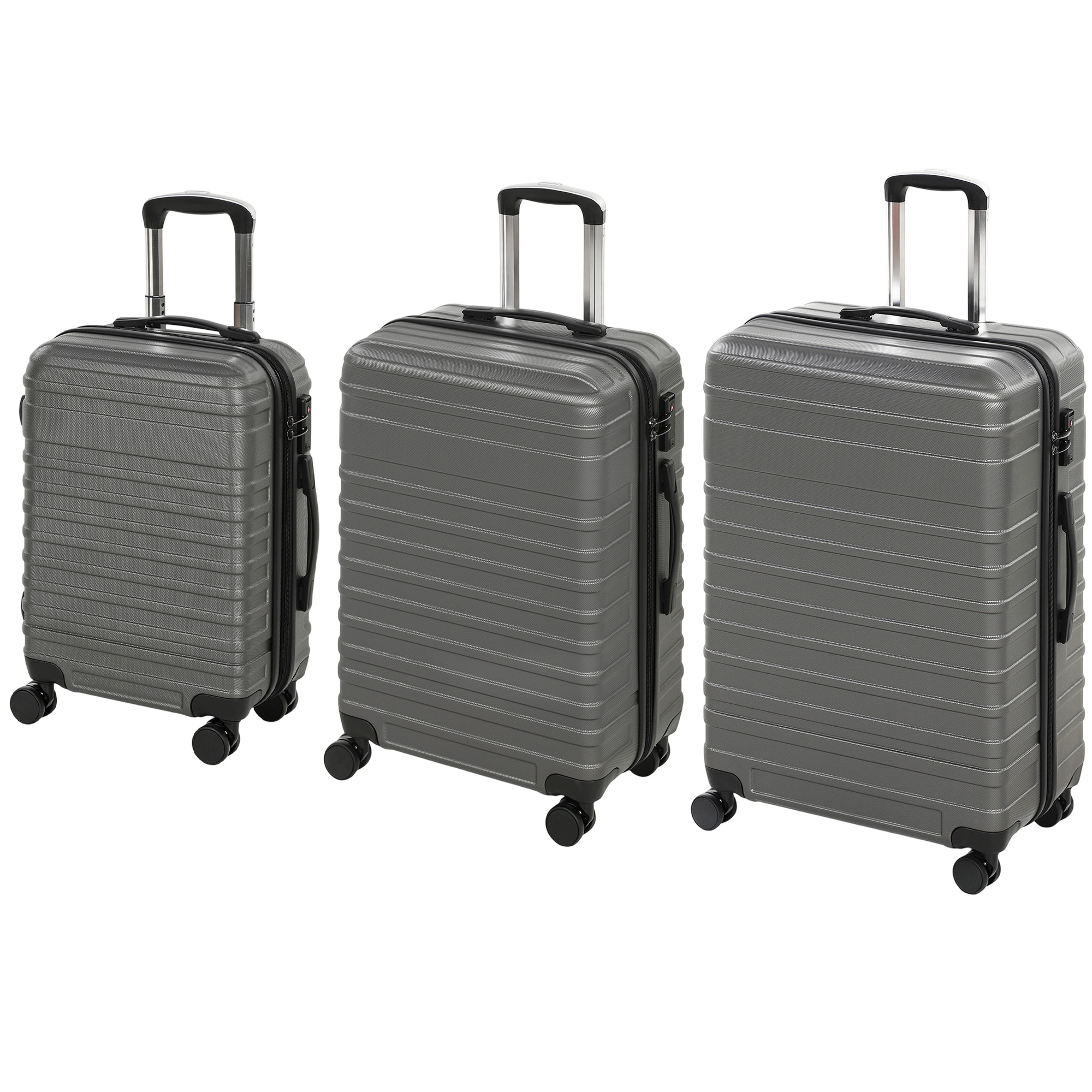HOMCOM 3-Teiliges Kofferset, Ineinander Verstaubare Reisekoffer, 20/24/28 Zoll, Dunkelgrau / Handgepäck & Aufgabegepäck, mit TSA-Schloss, ABS-Hartschale, 360° Rollen, für Reisen   Aosom von HOMCOM