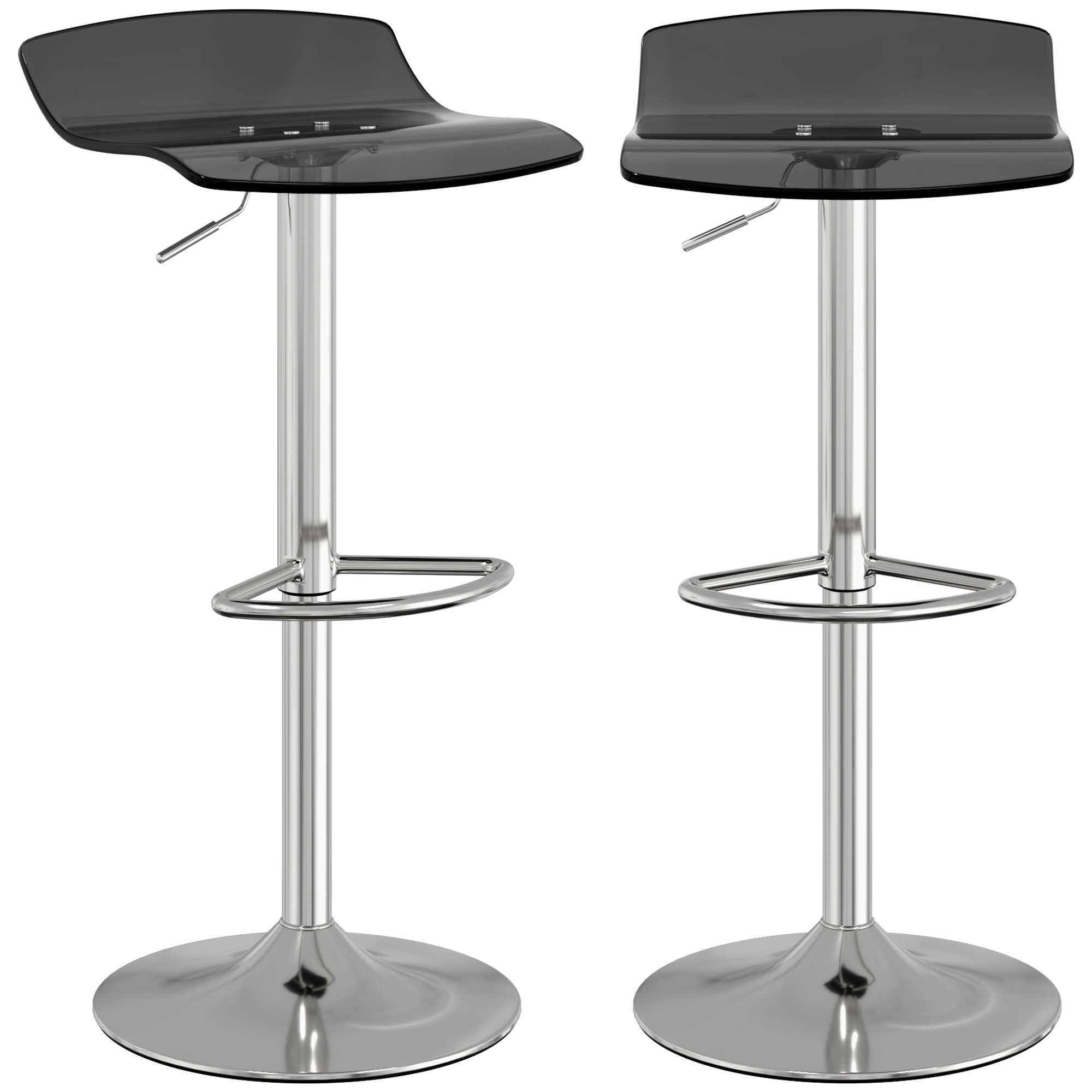 Lot de 2 tabourets de bar design contemporain pivotant 360° hauteur réglable avec repose-pieds noir