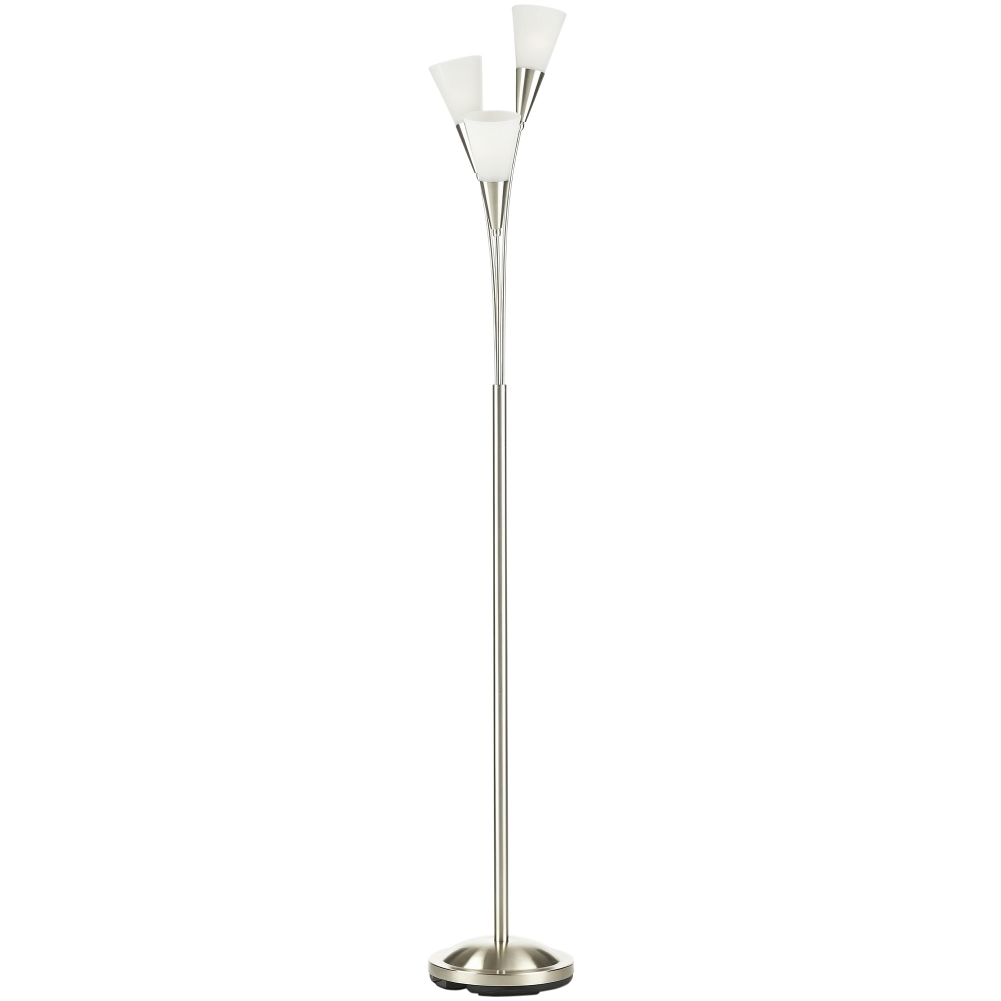 HOMCOM Modern Floor Lights with 3-Light Upright Design, Foot Switch, Steel Frame, Floor Standing Lamp for Living Room & Bedroom, Silver Aosom UK