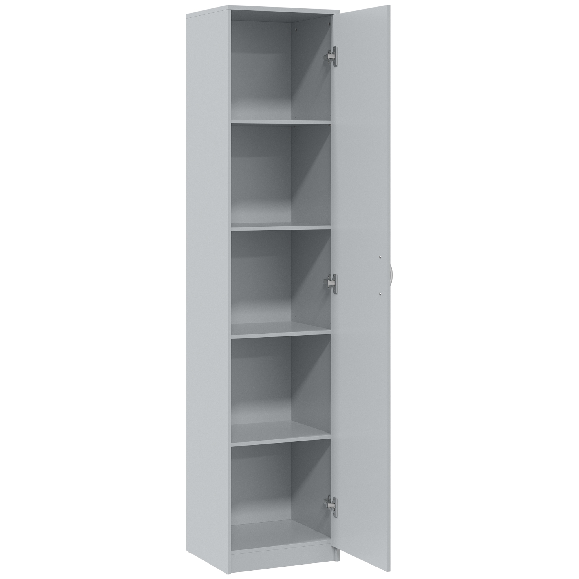 HOMCOM Küchenschrank Buffetschrank Schmal mit 1 Tür Hochschrank mit Verstellbaren Einlegeböden, 5 Ebenen, Moderner Vorratsschrank, für Kleine Räume, Wohnzimmer, Küche 40 x 35 x 180 cm, Grau Aosom