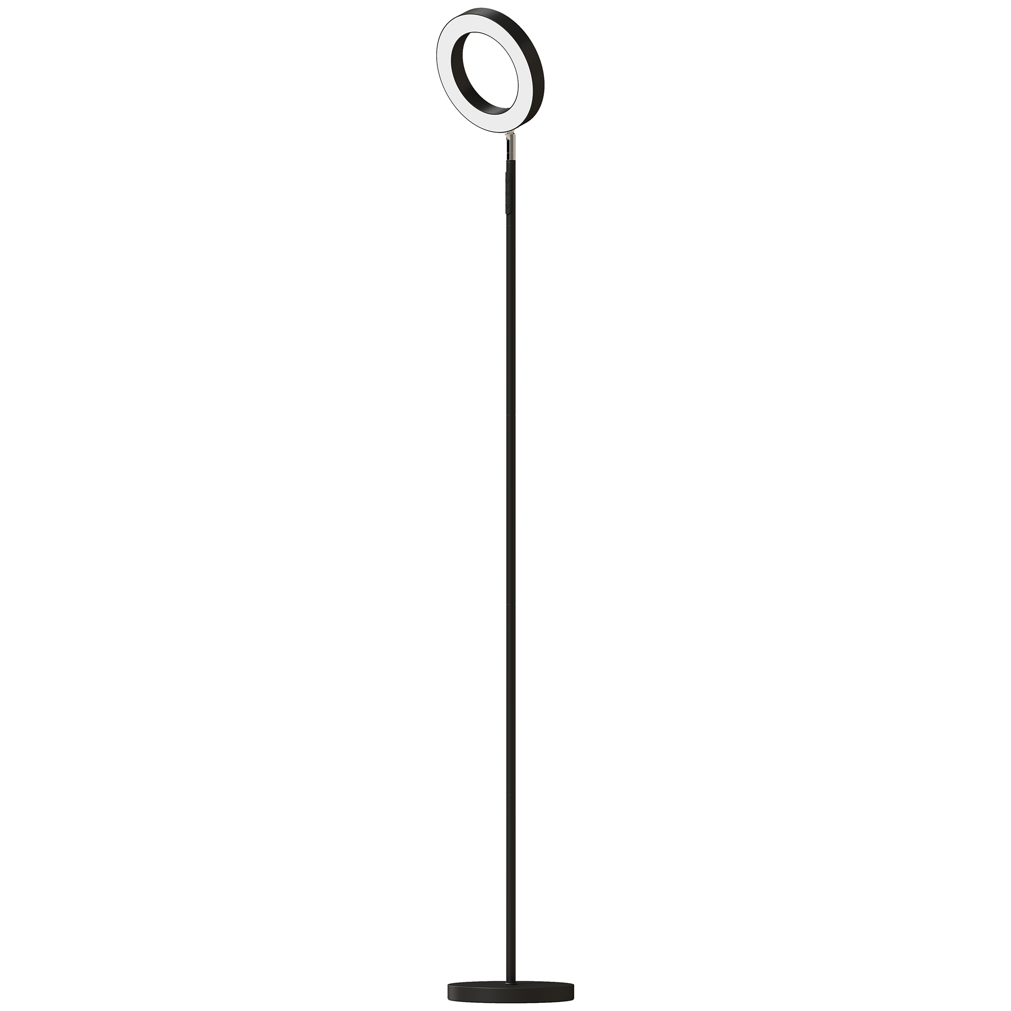 HOMCOM Stehlampe für Wohnzimmer, 42W LED Stehleuchte Dimmbar mit 3 Farbtemperaturen, 1600 Lumen, Moderner Deckenfluter mit Verstellbarem Ringkopf, RGB Lampa Stojaca do Salonu für Schlafzimmer Büro, Schwarz Aosom
