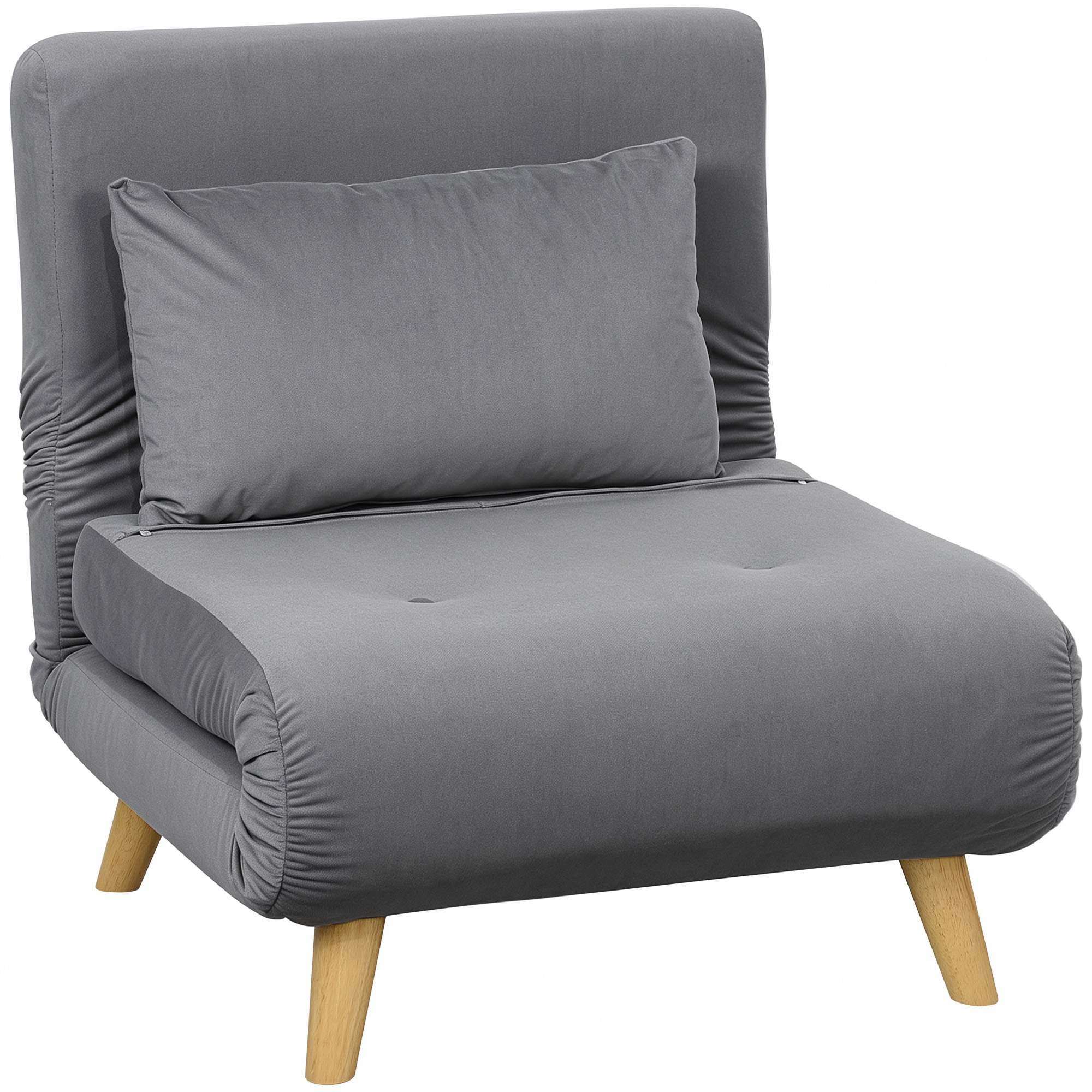 HOMCOM Schlafsessel, 3-in-1 Schlafsofa mit Bettfunktion, Relaxsessel mit Verstellbare Rückenlehne, Kissen, Samtoptik, Gästebett mit Metallrahmen, für Wohnzimmer, Grau, 72 x 190 cm Aosom