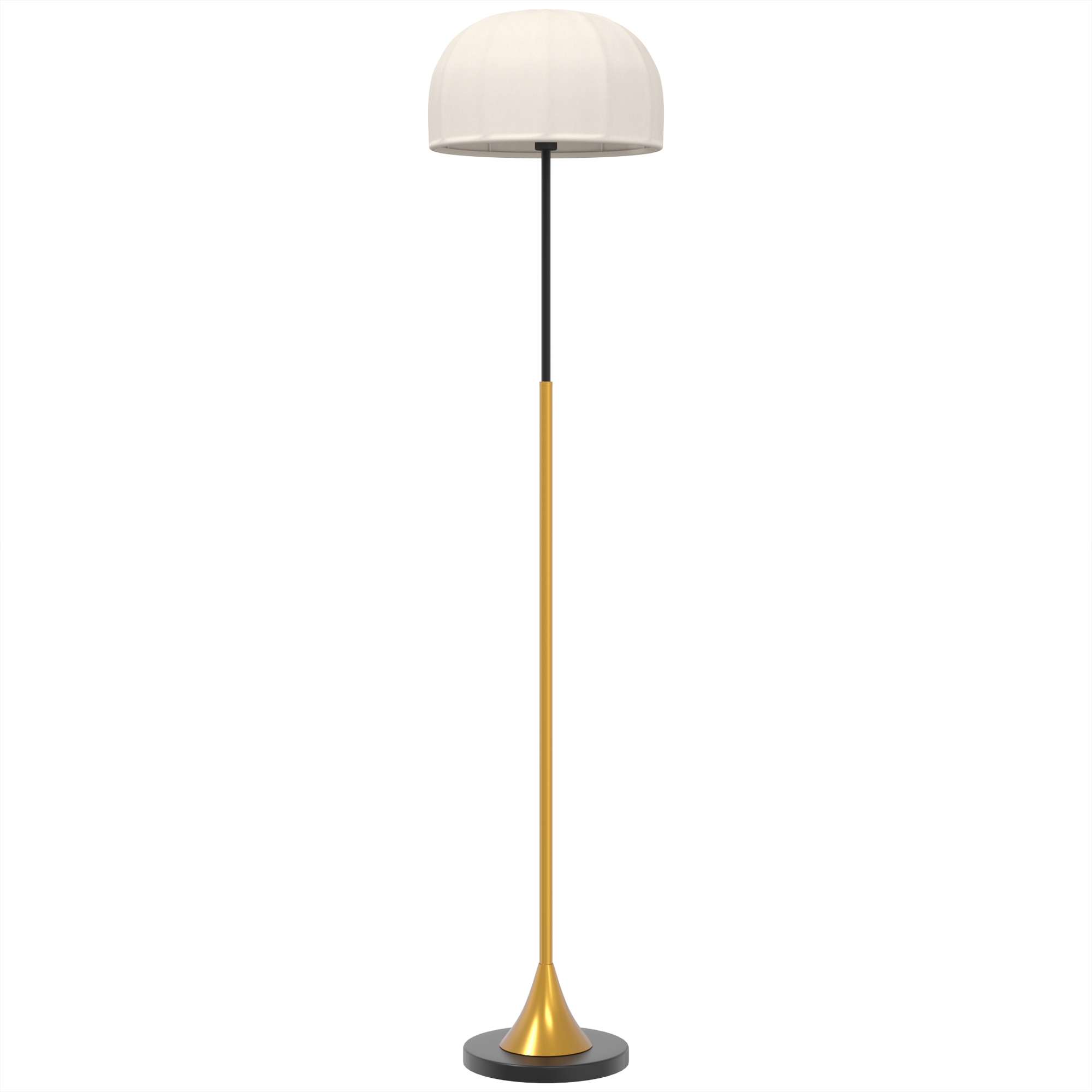 Lampadaire sur Pied Salon 40W avec Abat-Jour en Forme de Dôme, Interrupteur à Pédale, 158 cm, Doré et Blanc