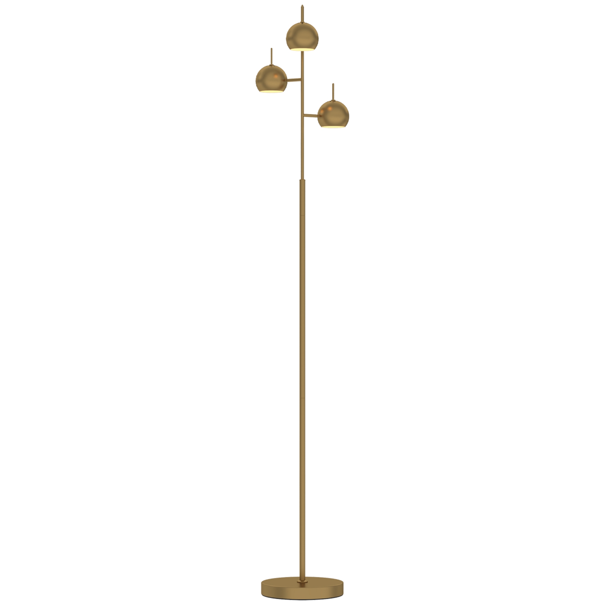 HOMCOM Stehlampe Wohnzimmer, 3-flammige Stehleuchte mit Fußschalter, 350° Verstellbare Standlampe mit Stahlgestell für Schlafzimmer, Arbeitszimmer, Büro, exkl. Leuchtmittel, Gold Aosom