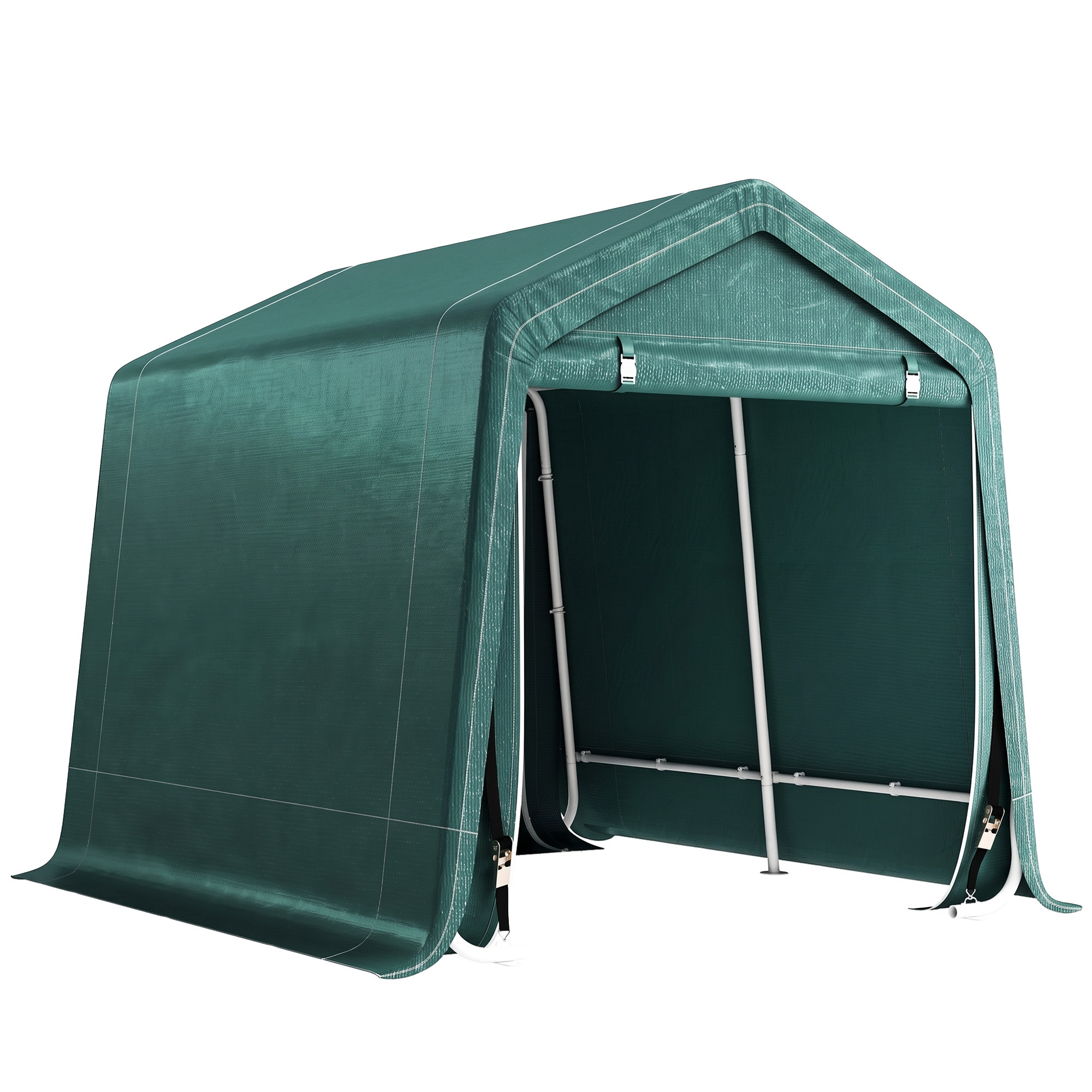 Outsunny 8 x 6.5 ft Outdoor Garden Storage Shed, Waterproof Portable Shed w/ Double Roll-up Zipper Door for Garden Tools, Green Outsunny 8 x 6.5 ft Outdoor Garden Storage Shed, Waterproof Portable Shed w/ Double Roll-up Zipper Door for Garden Tools, Green