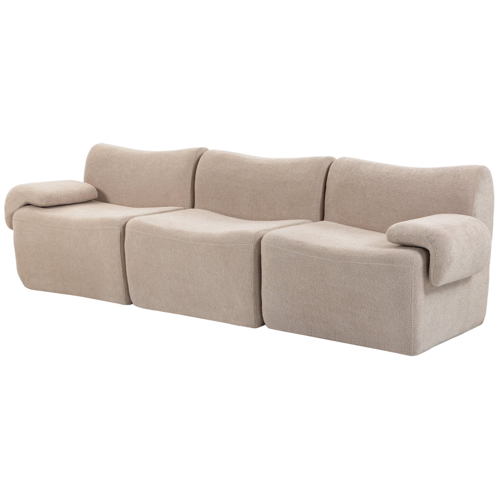 HOMCOM Sofa 3 Sitzer 277 cm Modulares Sofa mit Chenille-Optik, 60 cm Tiefe Sitze, Gepolstert Cloud Couch mit Breite Armlehnen, für Schlafzimmer, Wohnzimmer, ohne Montage, Beige Aosom