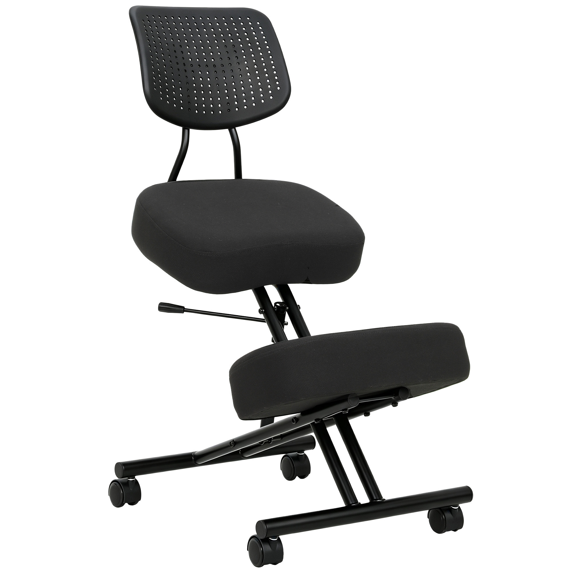 HOMCOM Ergonomischer Kniestuhl, Höhenverstellbarer Mesh Kniehocker mit Rückenlehne, Bürostuhl für Homeoffice, Verbesserung der Körperhaltung, Rückenschmerzen, Schwarz Aosom
