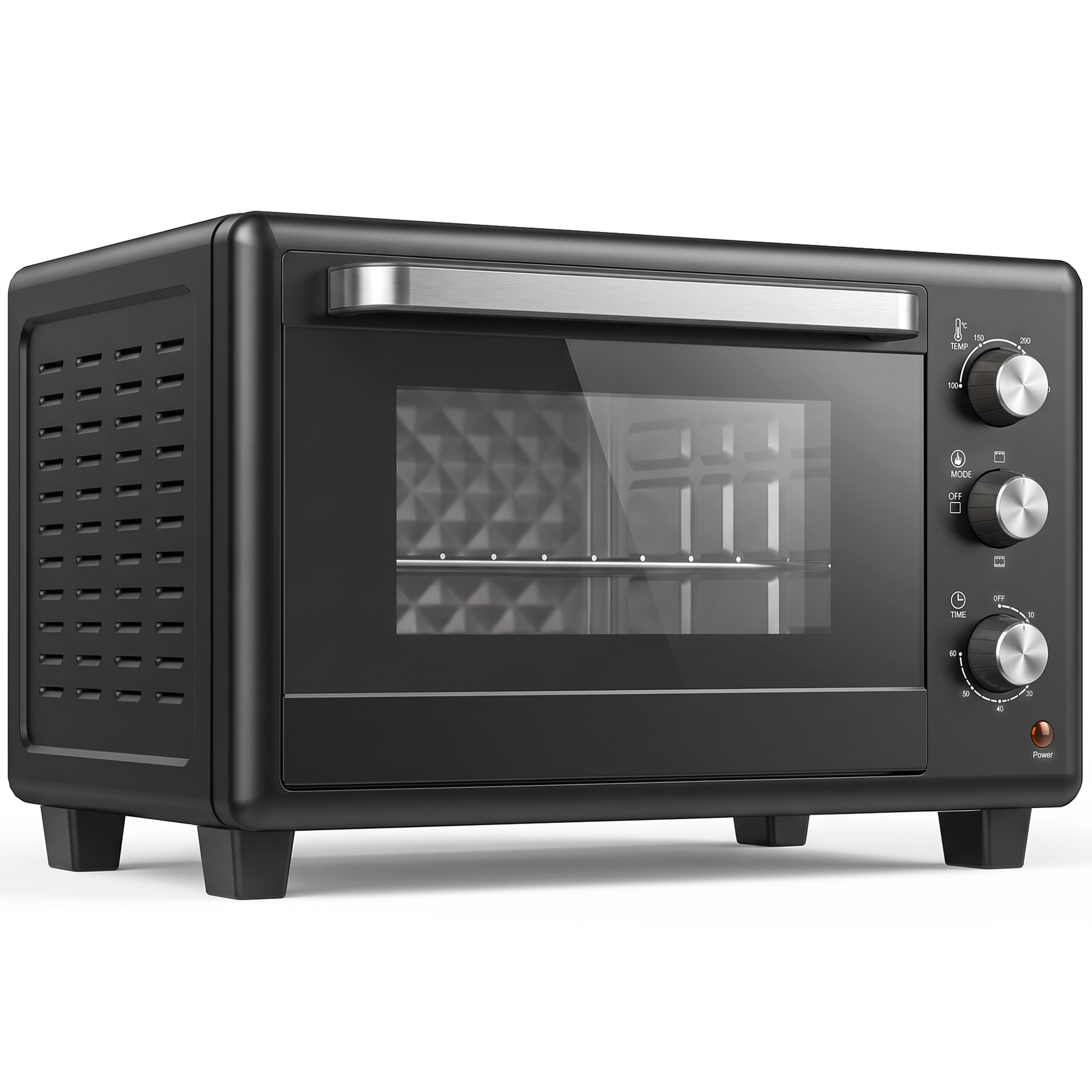 HOMCOM 30 L Mini Oven, Countertop Electric Cooker & Grill for Roasting, Baking, Grilling with Adjustable Temperature, Black