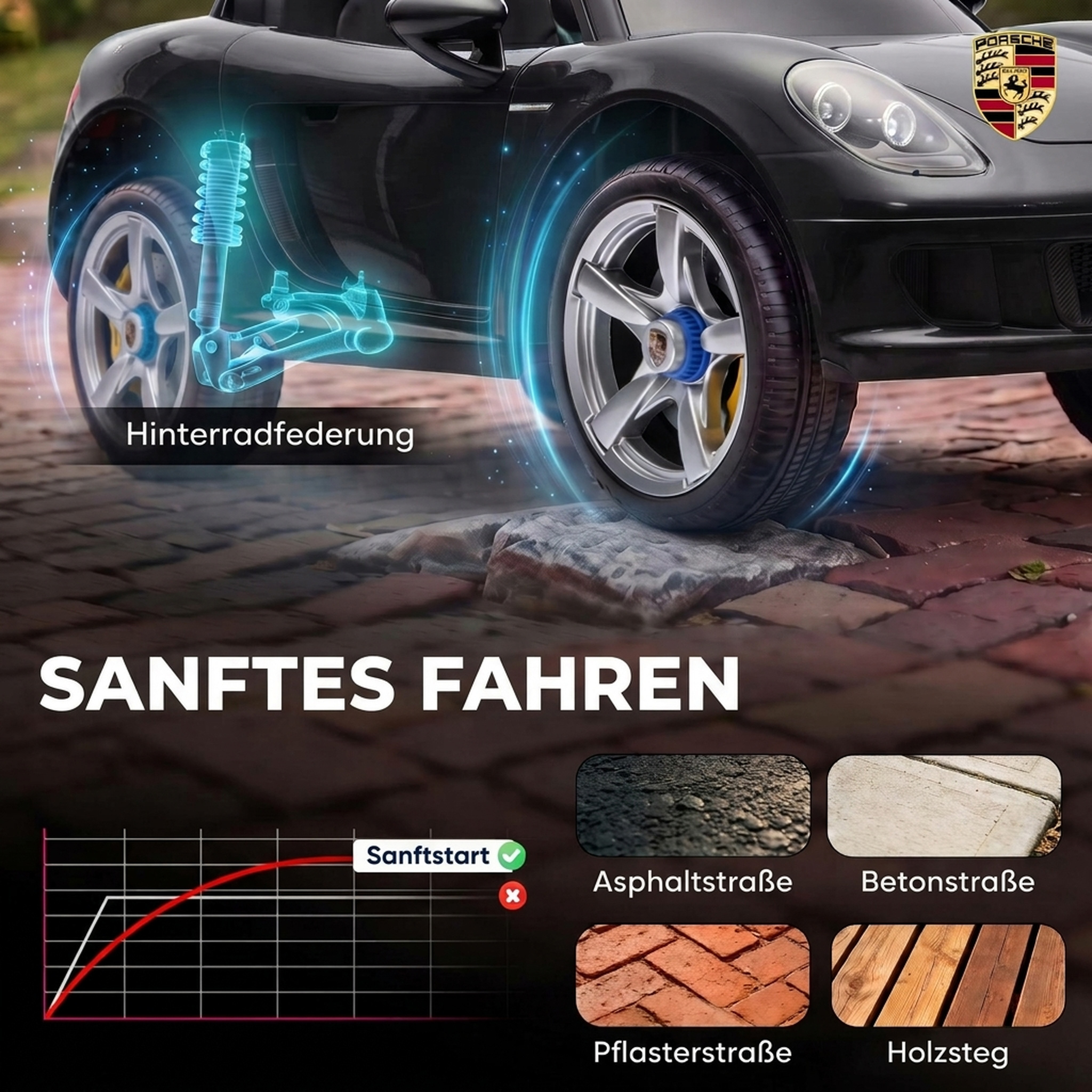 Laste elektriauto Porsche 12V lasteauto liitiumaku, puldiga, 2 mootoriga, pehme käivituse, tagavedrustusega