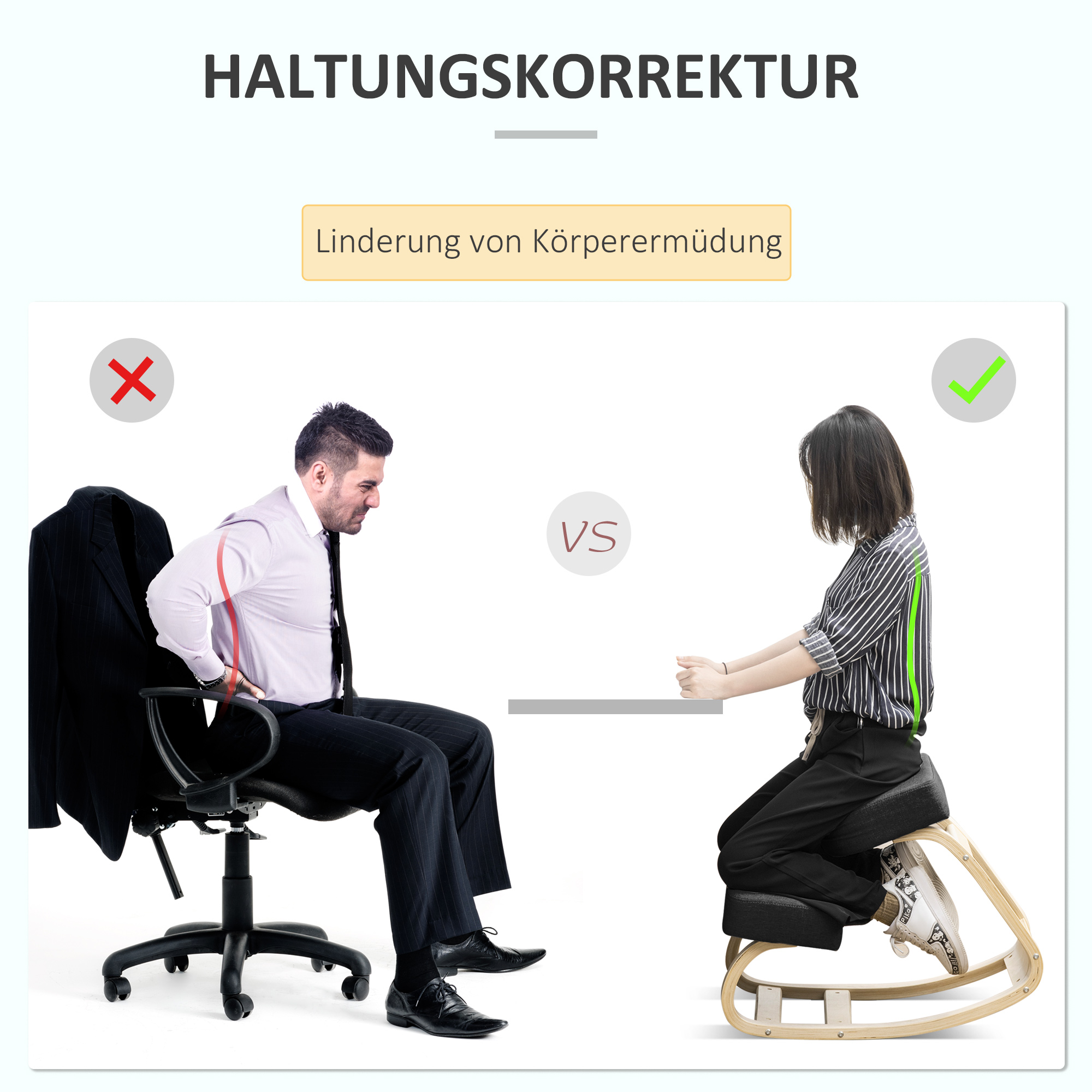Põlvitustooli, ergonoomiline taburet, polsterdatud taburet tervisliku rühi jaoks, kasepuit, kandevõime 120 kg, must