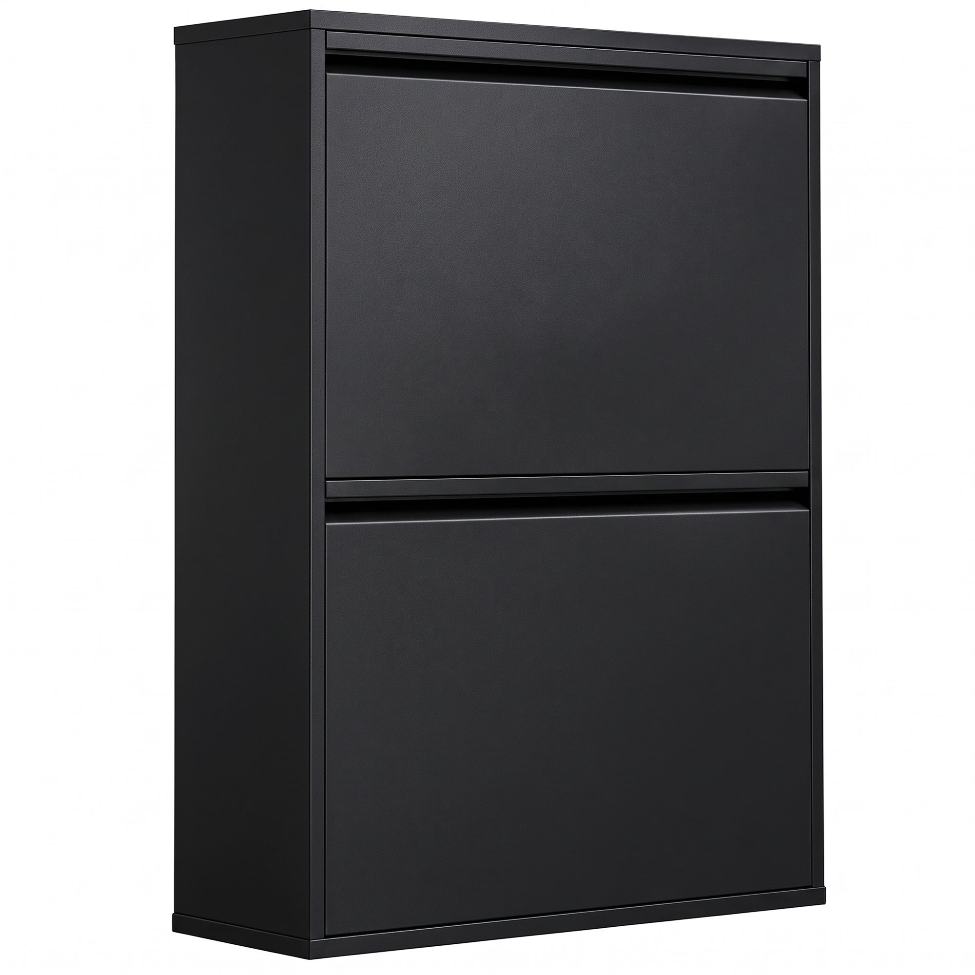HOMCOM Mülltrennsystem aus Stahl, Müllschrank mit 4 Kippfächern 4 x 15 L, Abfalleimer mit Soft-Close, Herausnehmbare Inneneimer, Schwarz Aosom